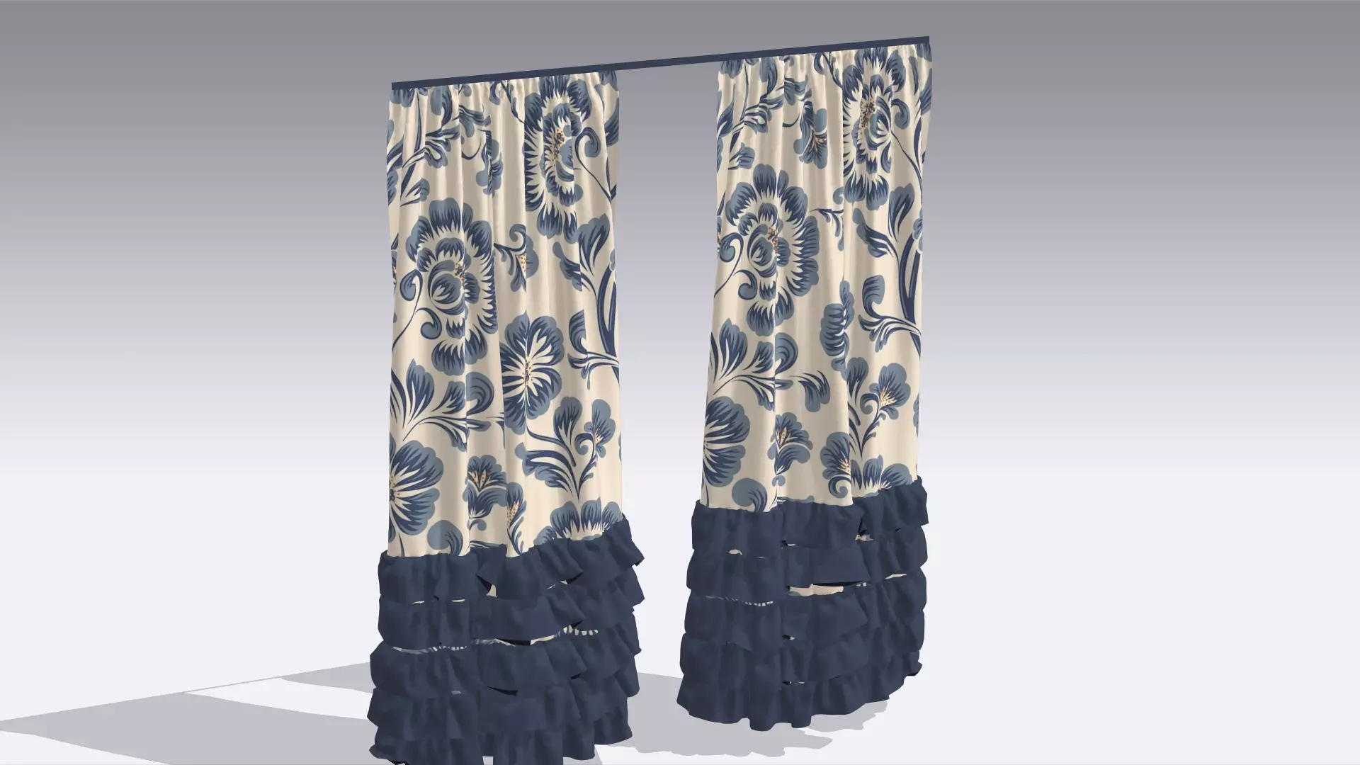 Curtain Low-poly 3D model_0