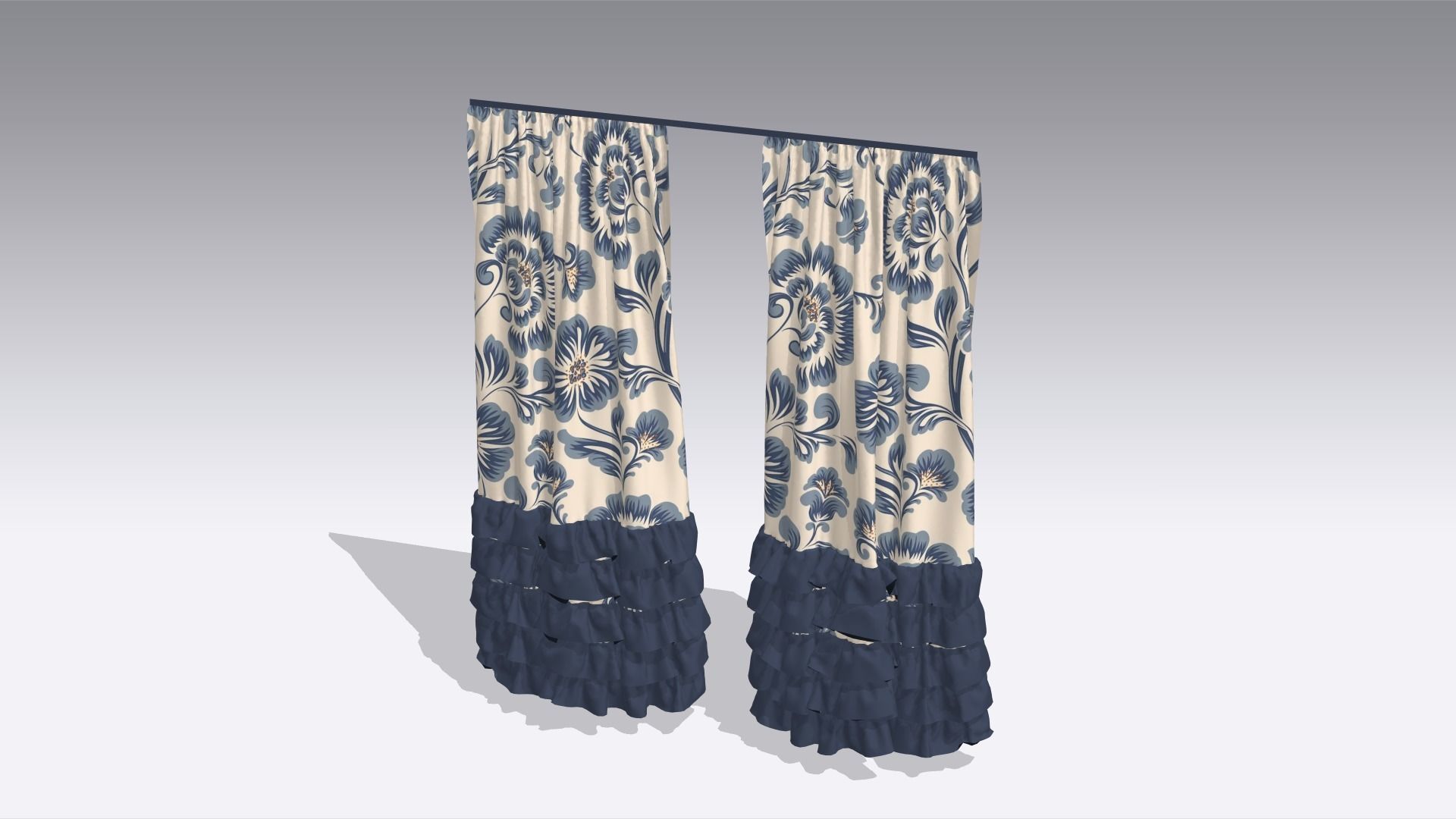 Curtain Low-poly 3D model_5