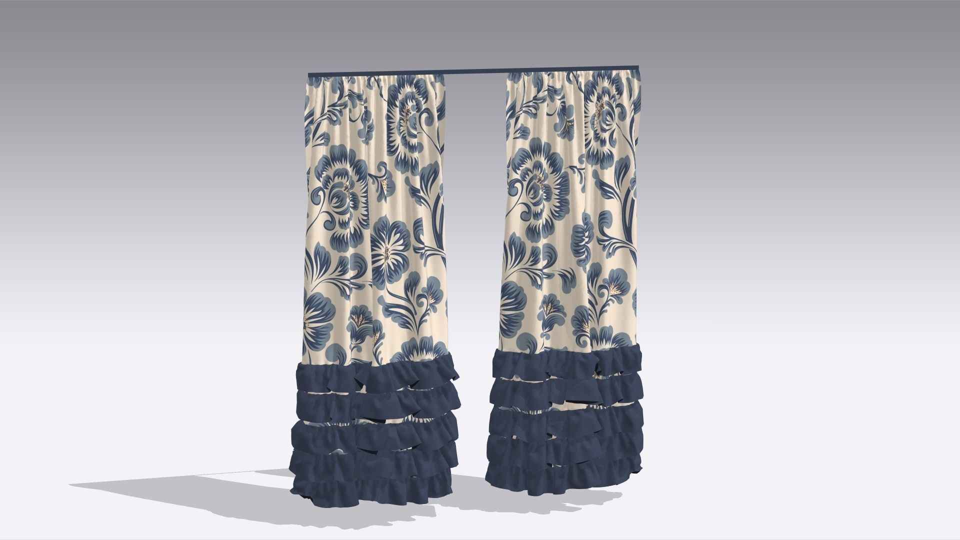 Curtain Low-poly 3D model_6