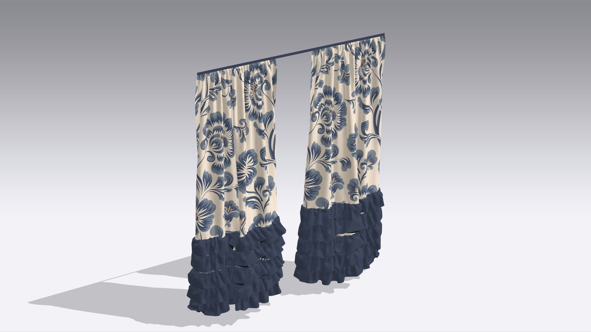 Curtain Low-poly 3D model_4