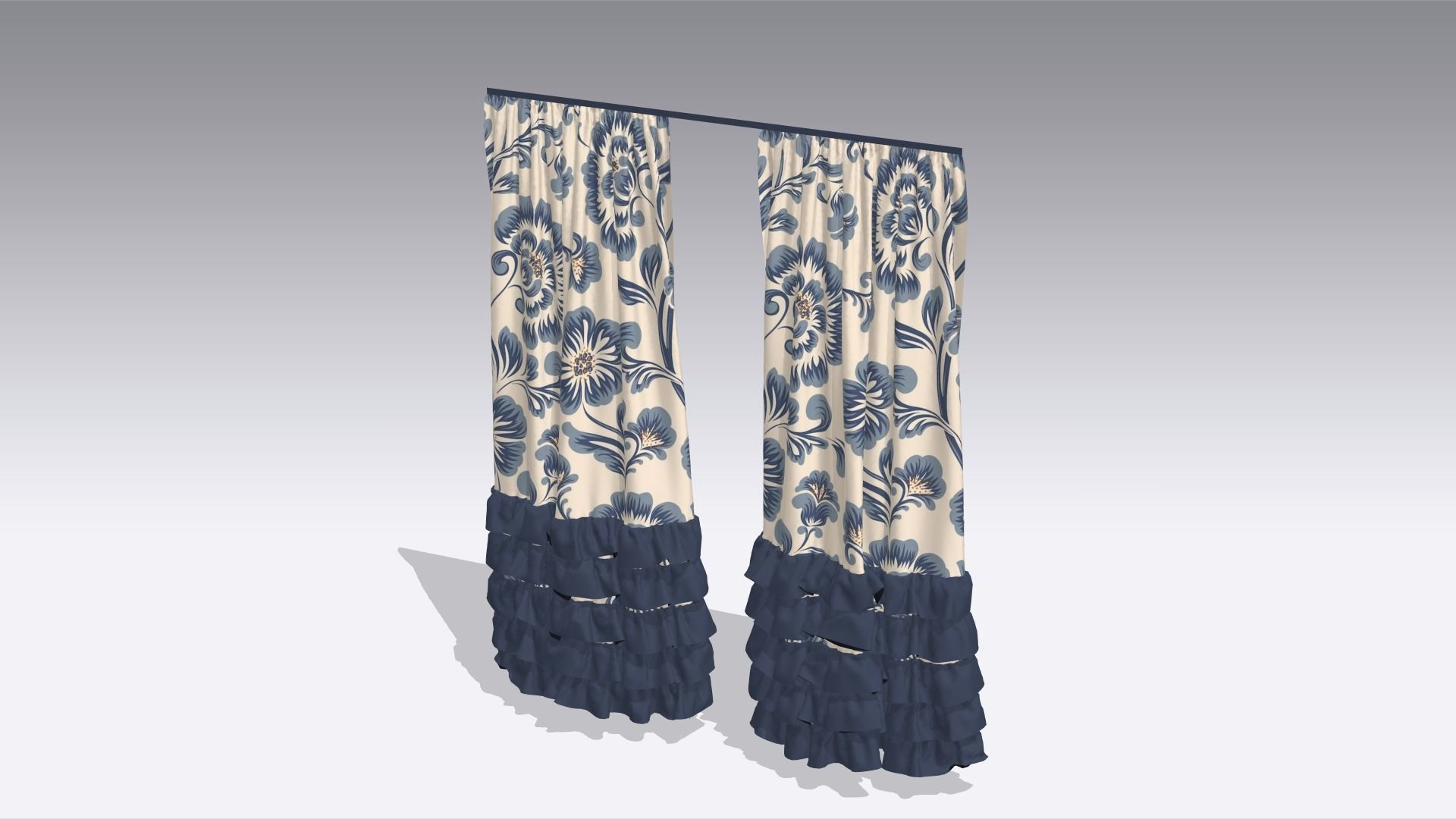 Curtain Low-poly 3D model_2