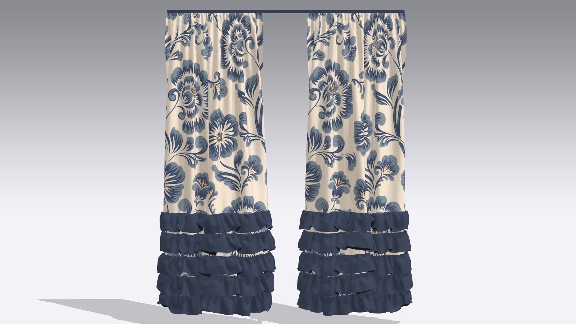 Curtain Low-poly 3D model_1