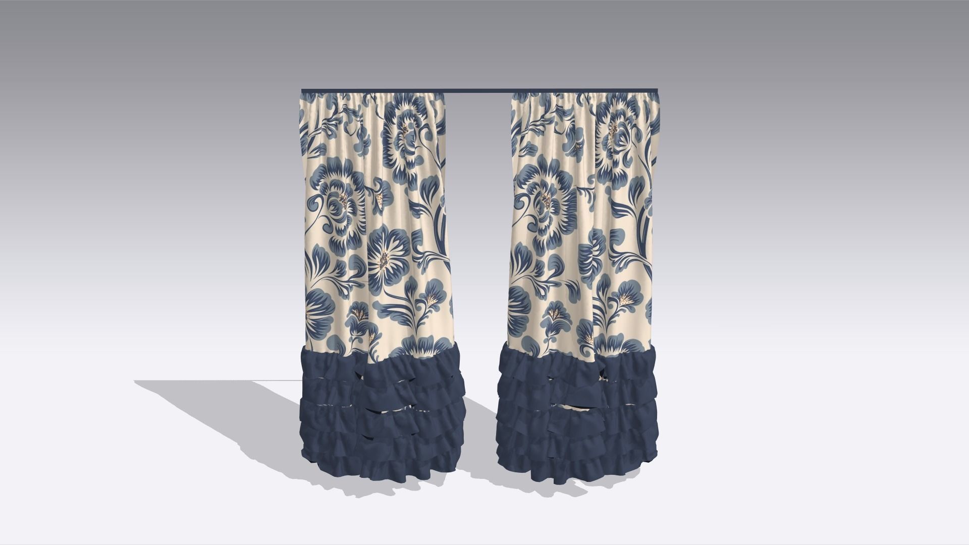 Curtain Low-poly 3D model_3