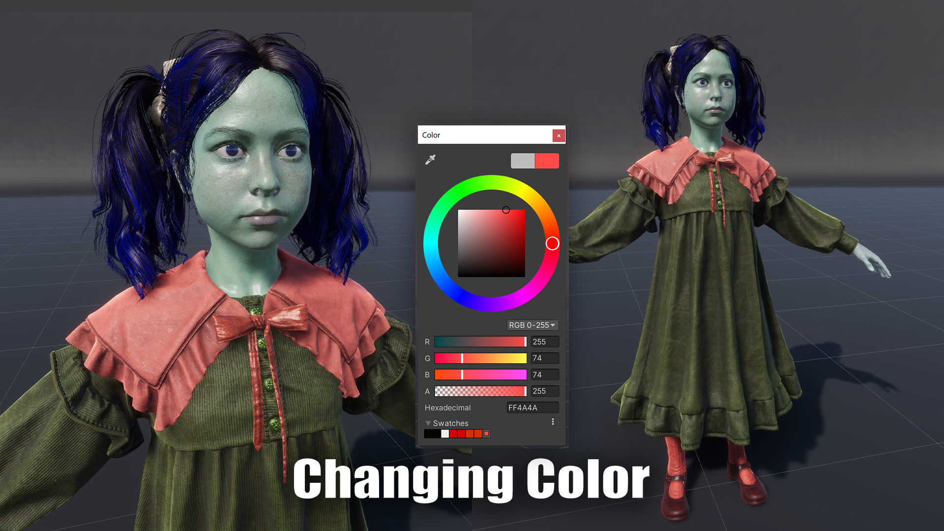 Changeling Girl Low-poly 3D model_22
