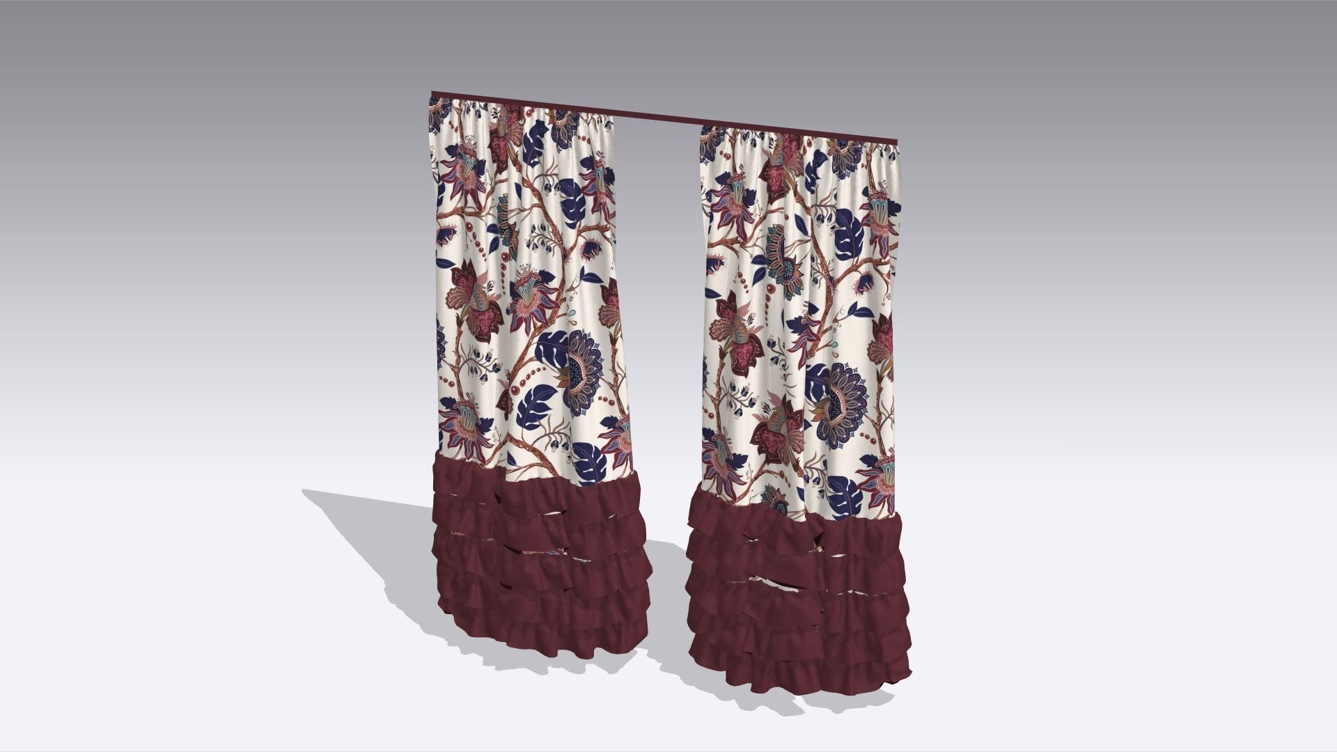 Curtain Low-poly 3D model_5