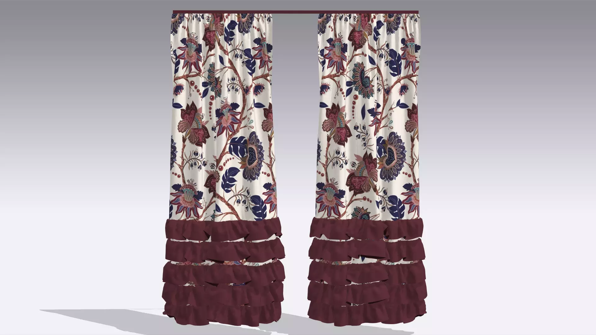 Curtain Low-poly 3D model_0