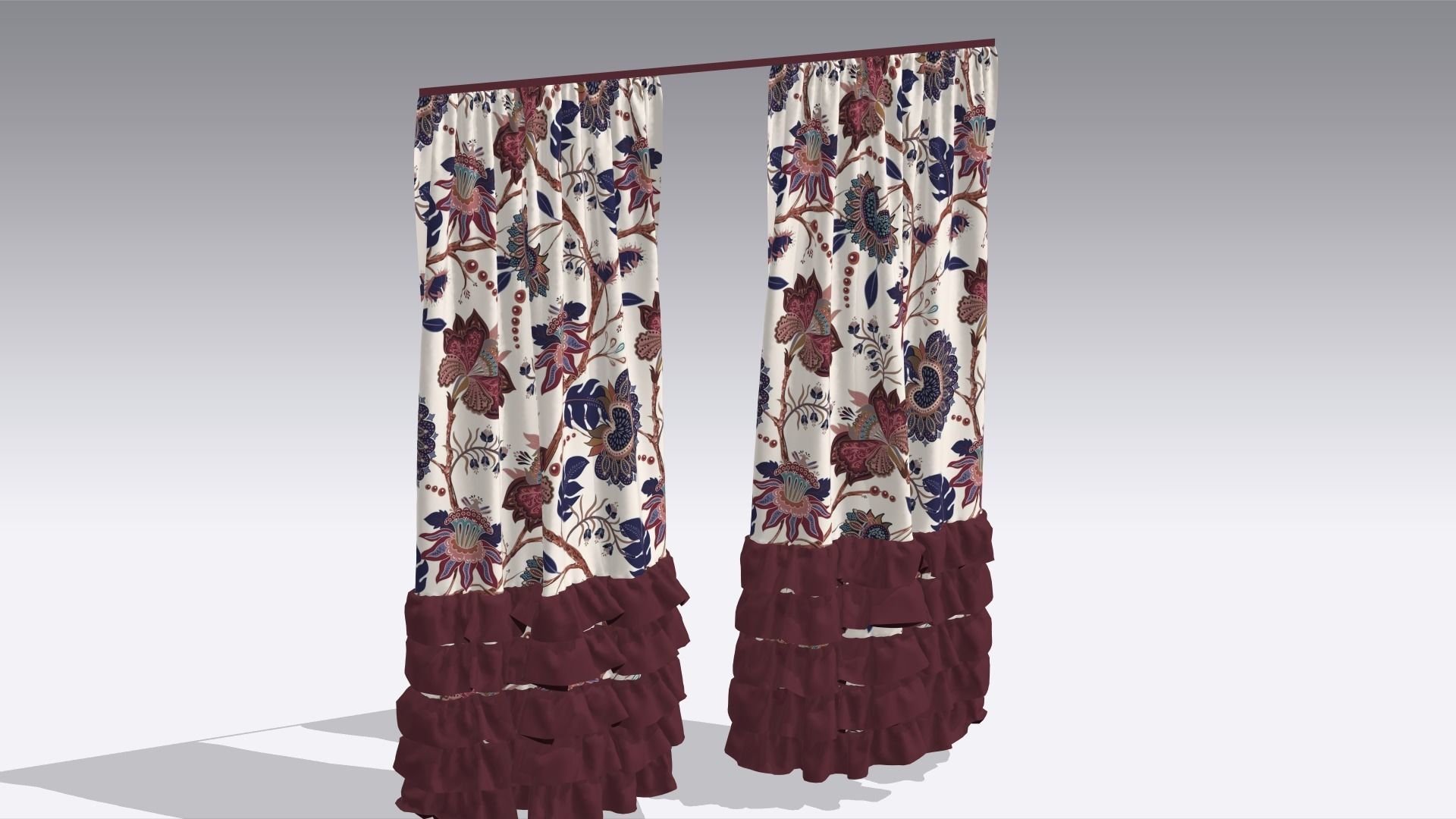 Curtain Low-poly 3D model_1