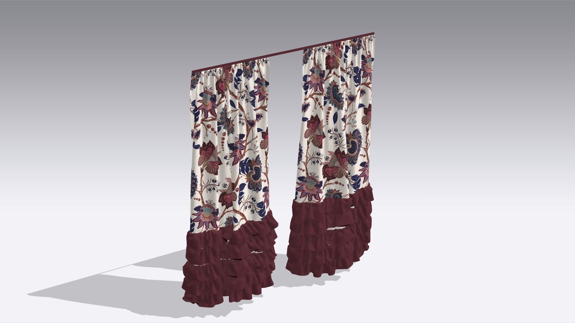 Curtain Low-poly 3D model_4