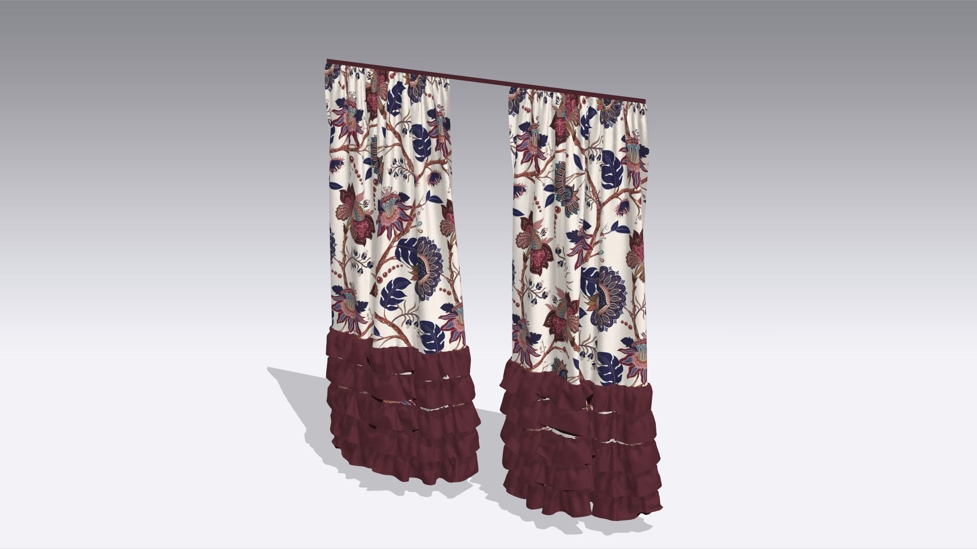 Curtain Low-poly 3D model_2