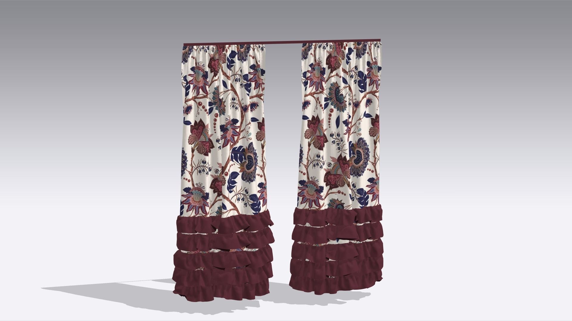 Curtain Low-poly 3D model_6