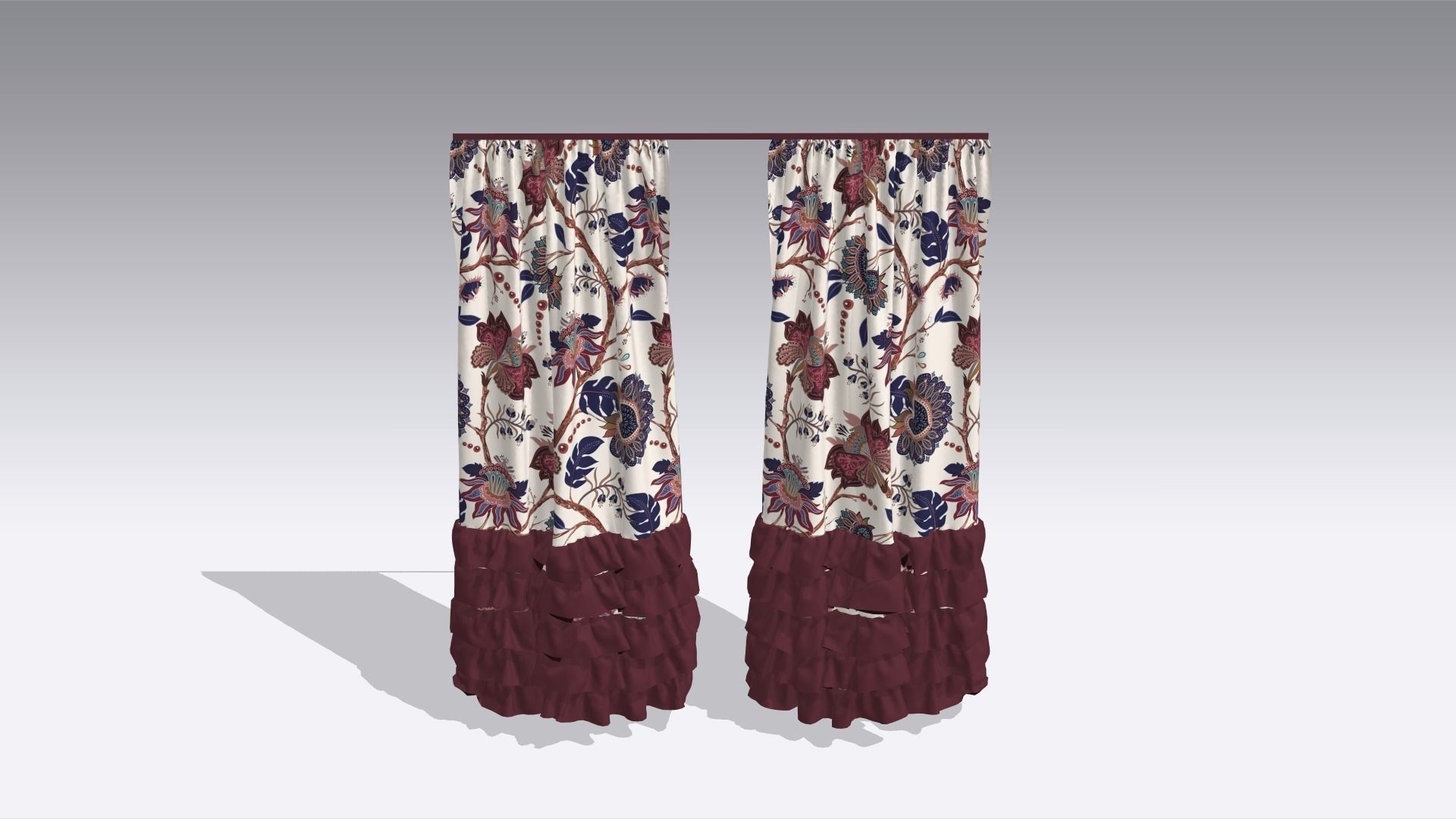 Curtain Low-poly 3D model_3