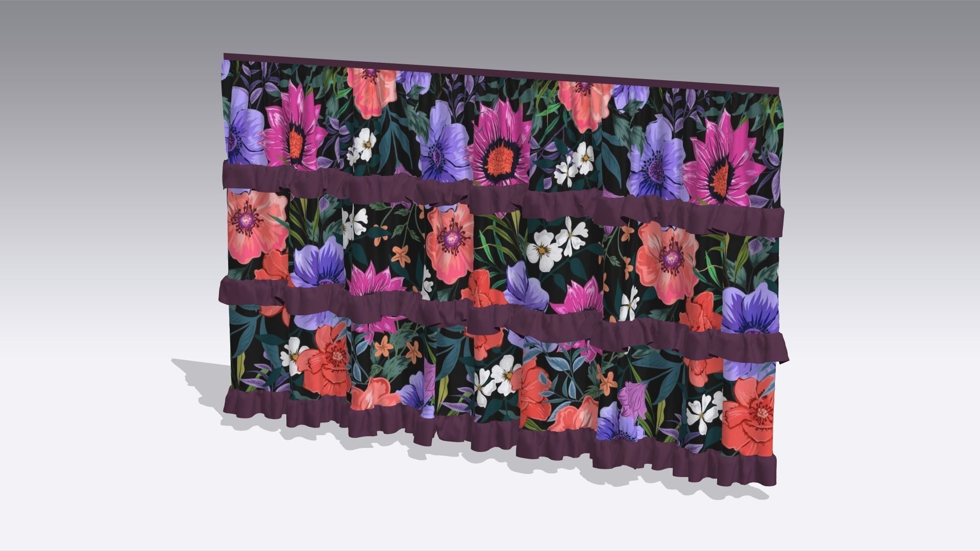 Curtain Low-poly 3D model_2