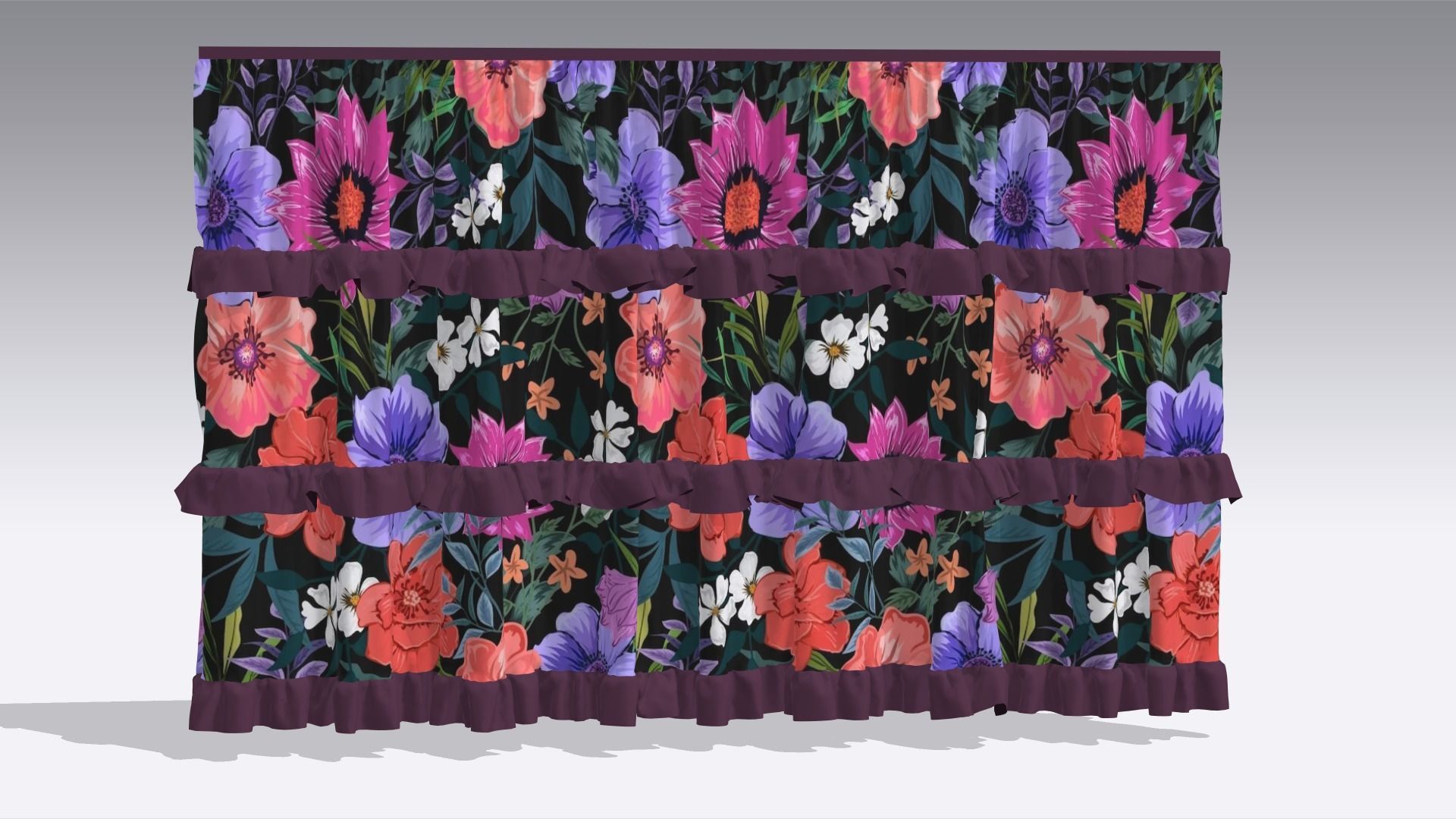 Curtain Low-poly 3D model_1