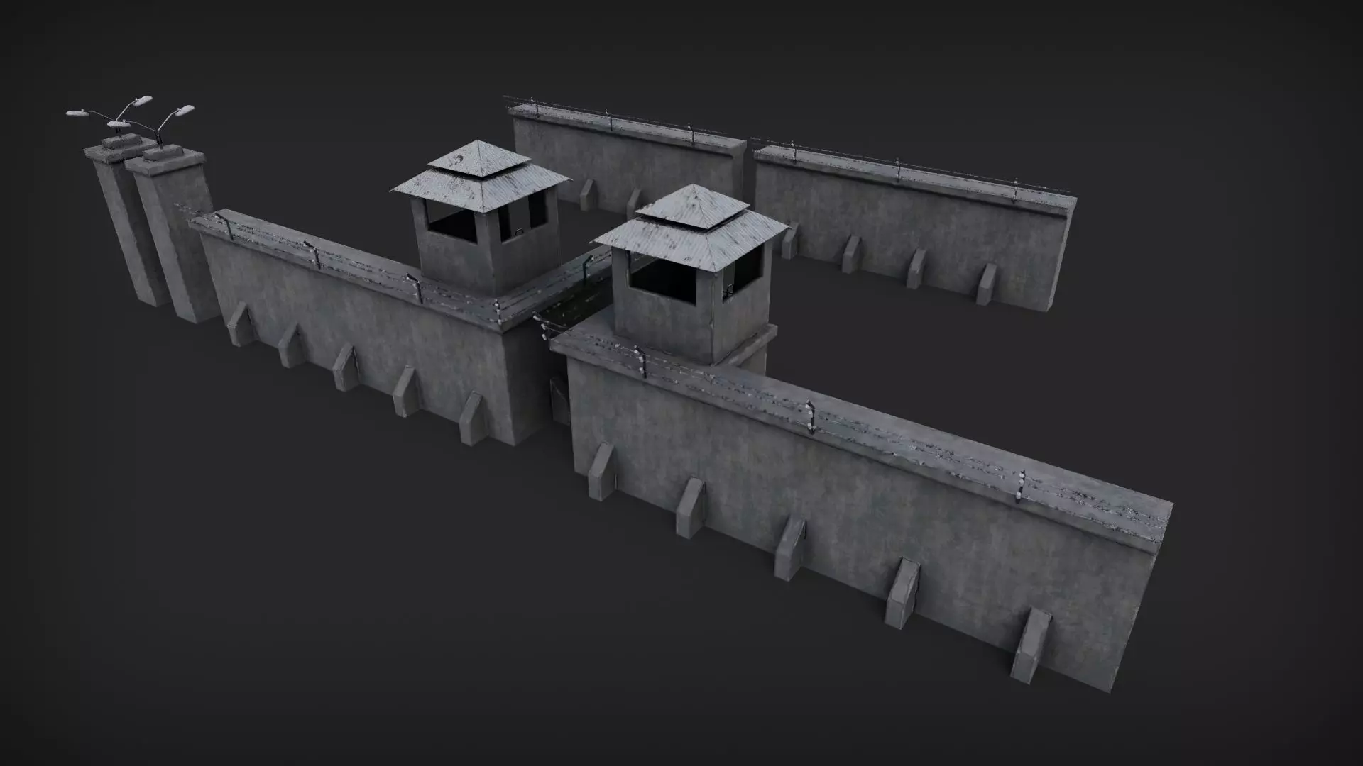 3D model Modular Security Fence Structures VR / AR / low-poly | CGTrader