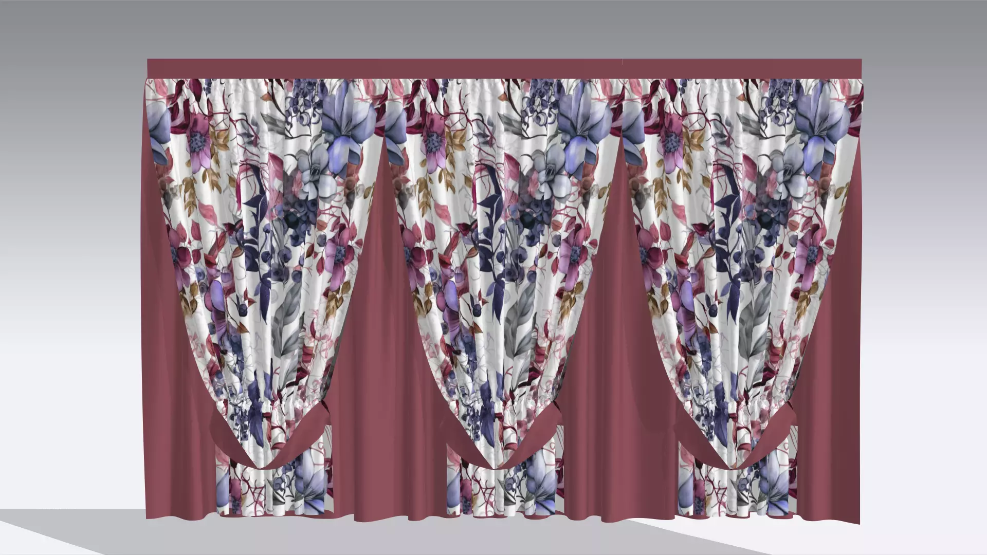 Curtain Low-poly 3D model_0