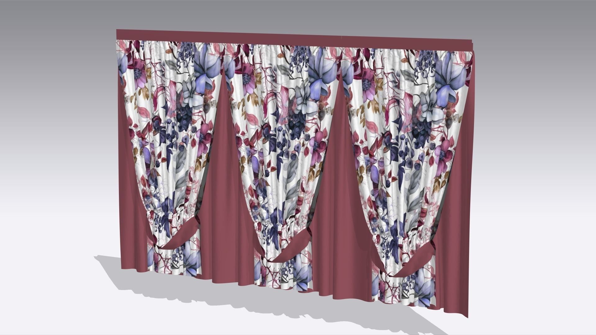 Curtain Low-poly 3D model_2