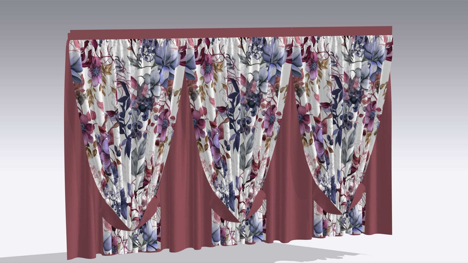 Curtain Low-poly 3D model_1