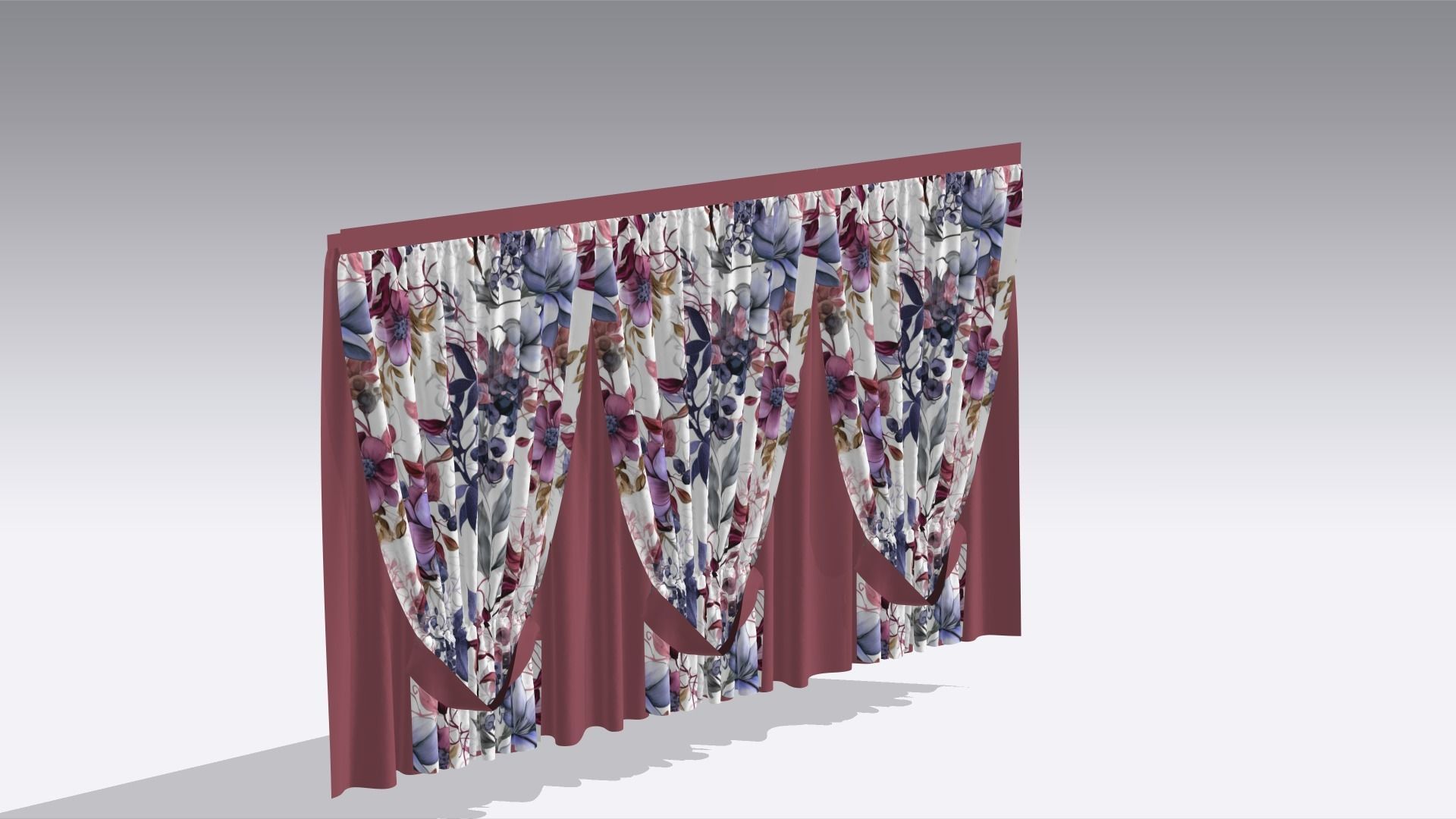 Curtain Low-poly 3D model_4