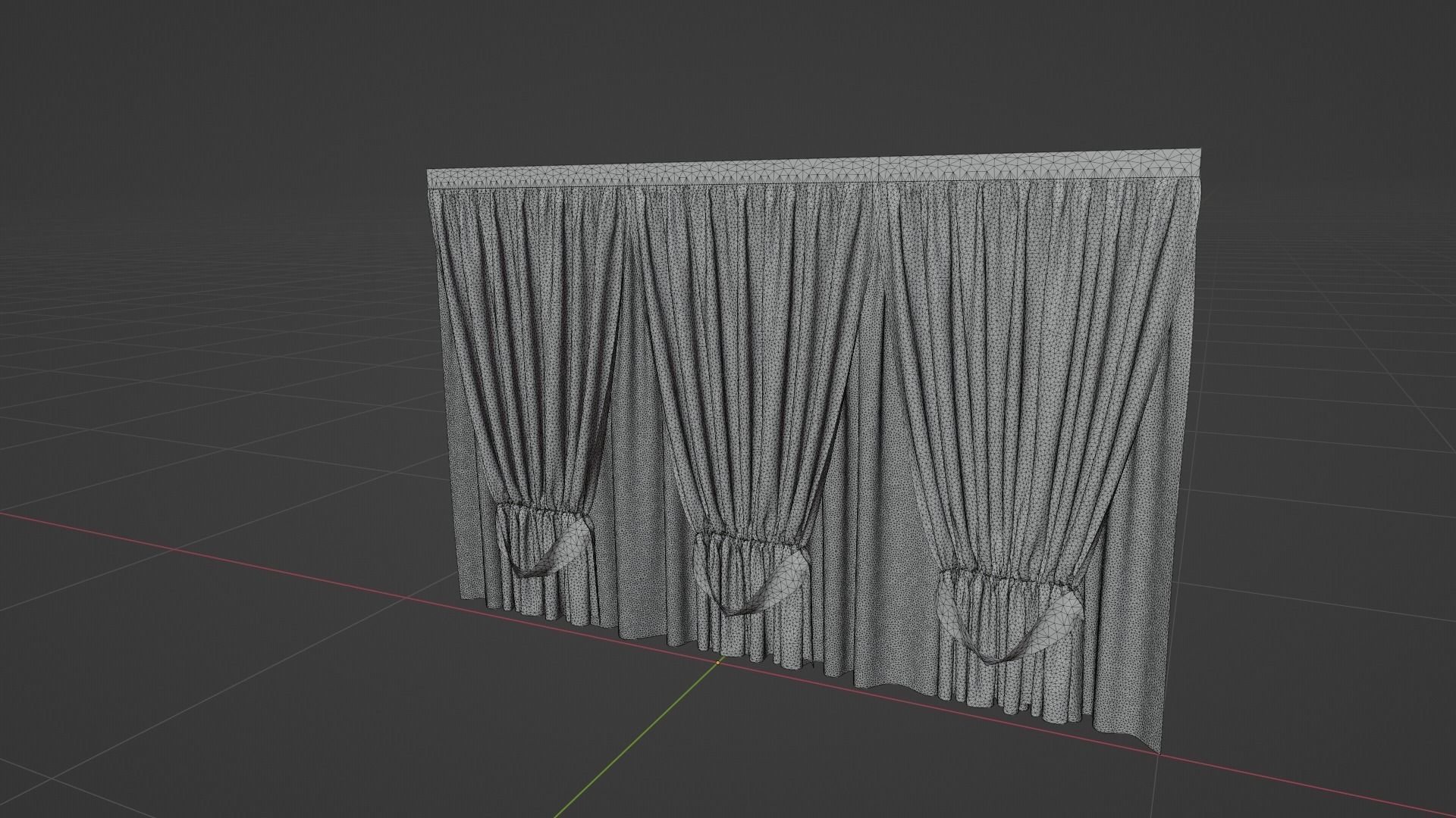 Curtain Low-poly 3D model_8