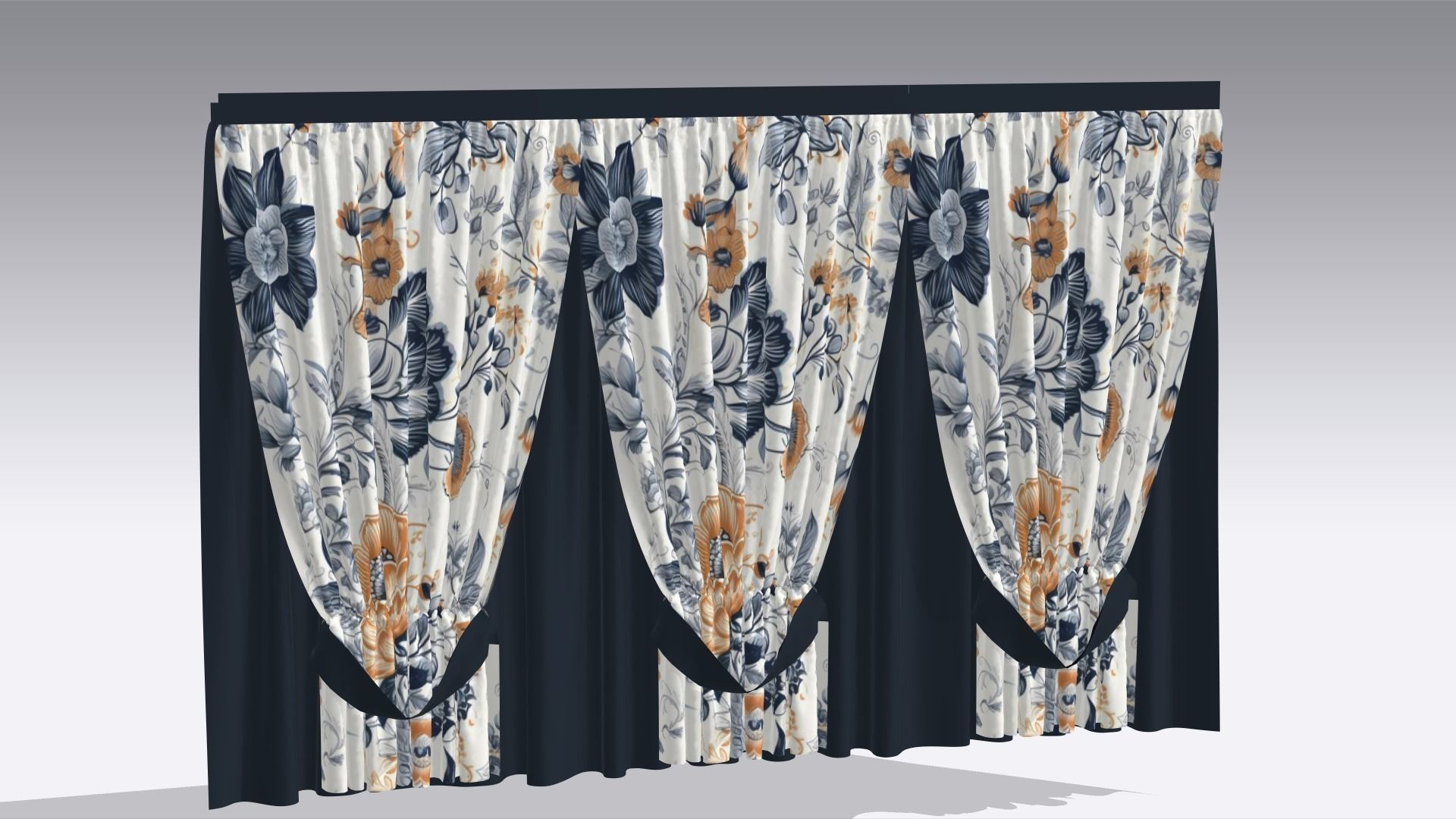 Curtain Low-poly 3D model_1