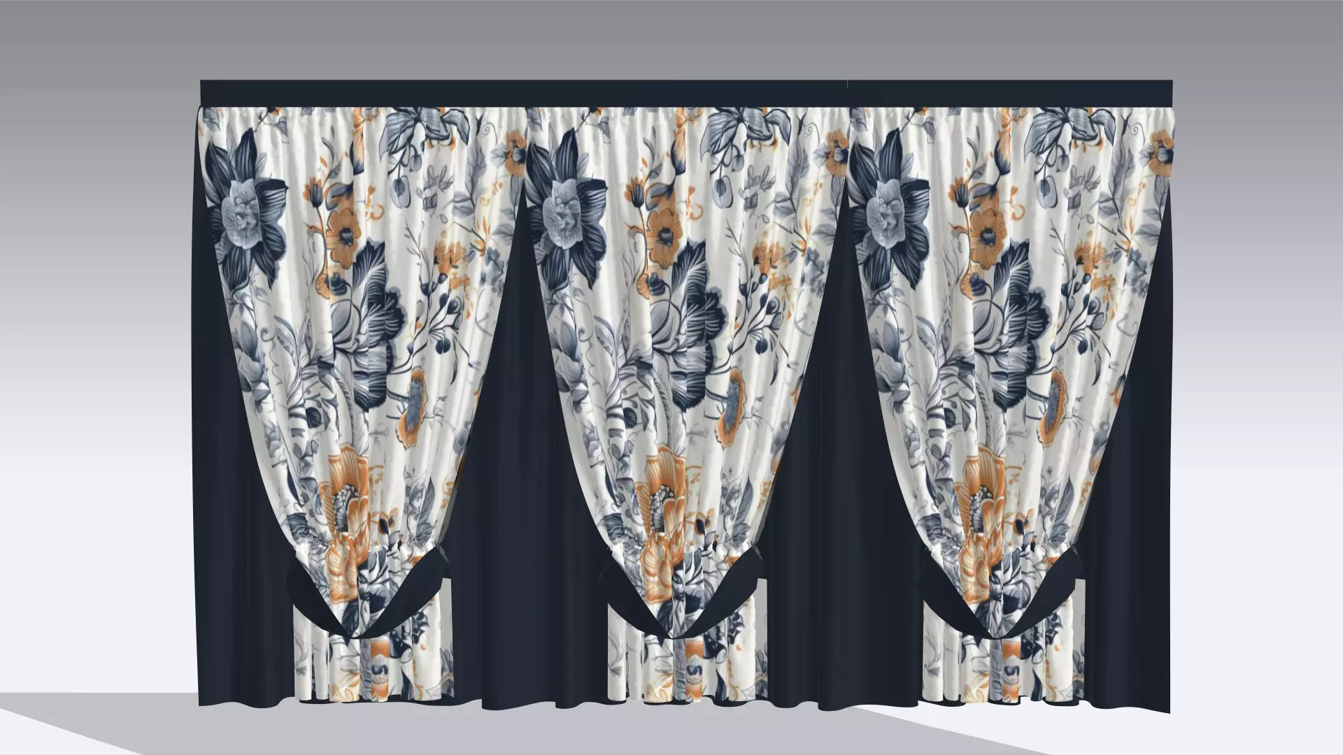 Curtain Low-poly 3D model_0