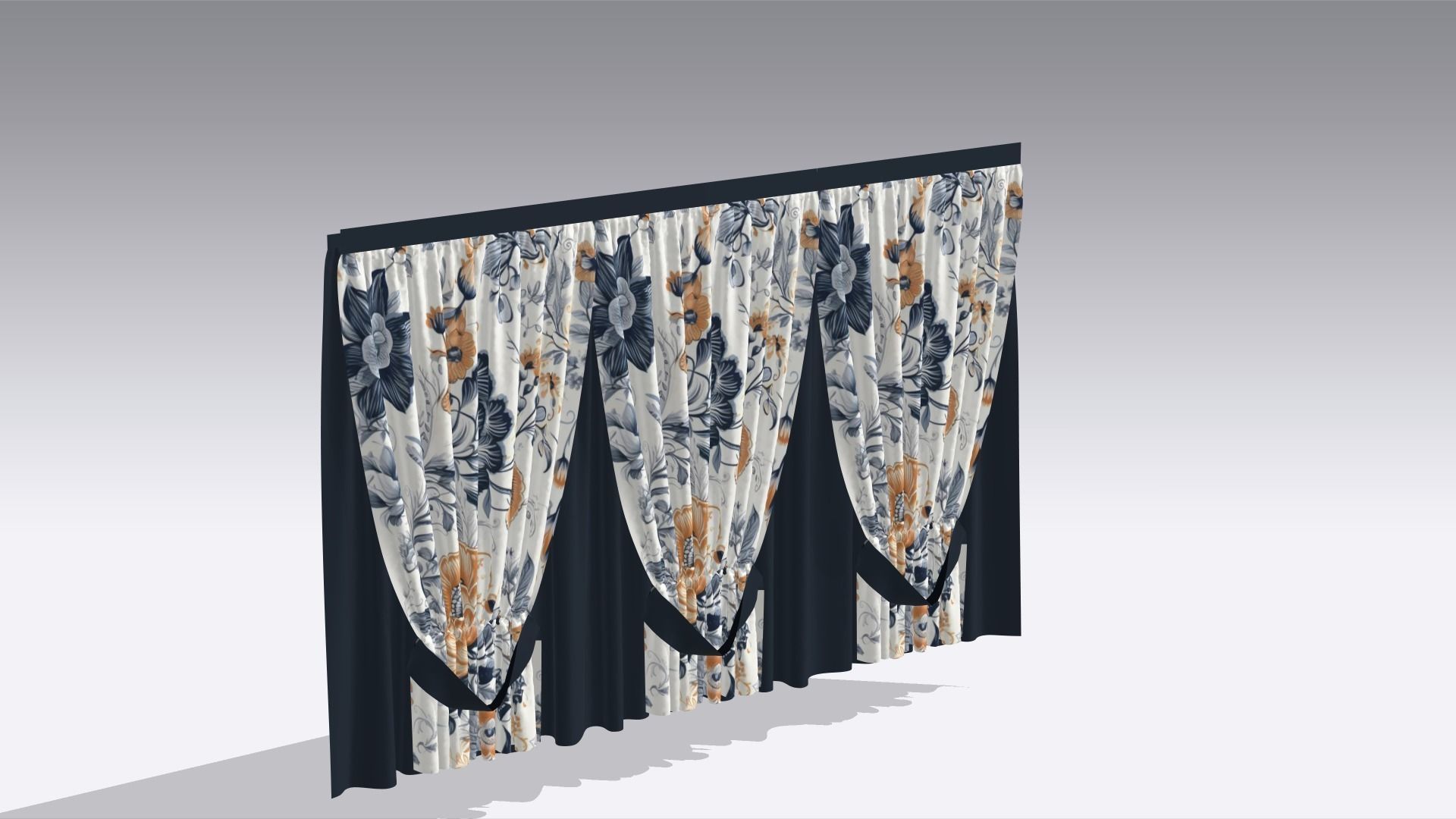 Curtain Low-poly 3D model_4