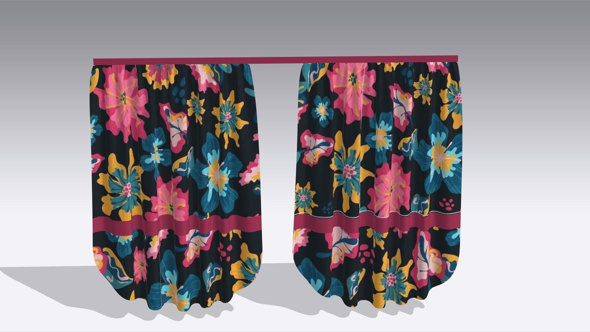 Curtain Low-poly 3D model_3