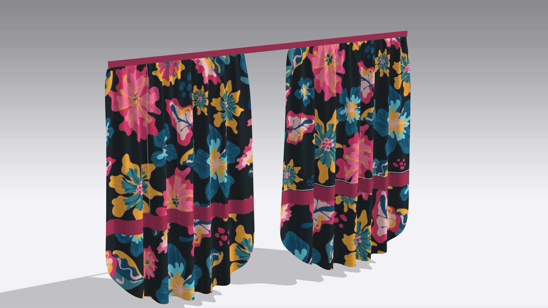 Curtain Low-poly 3D model_1