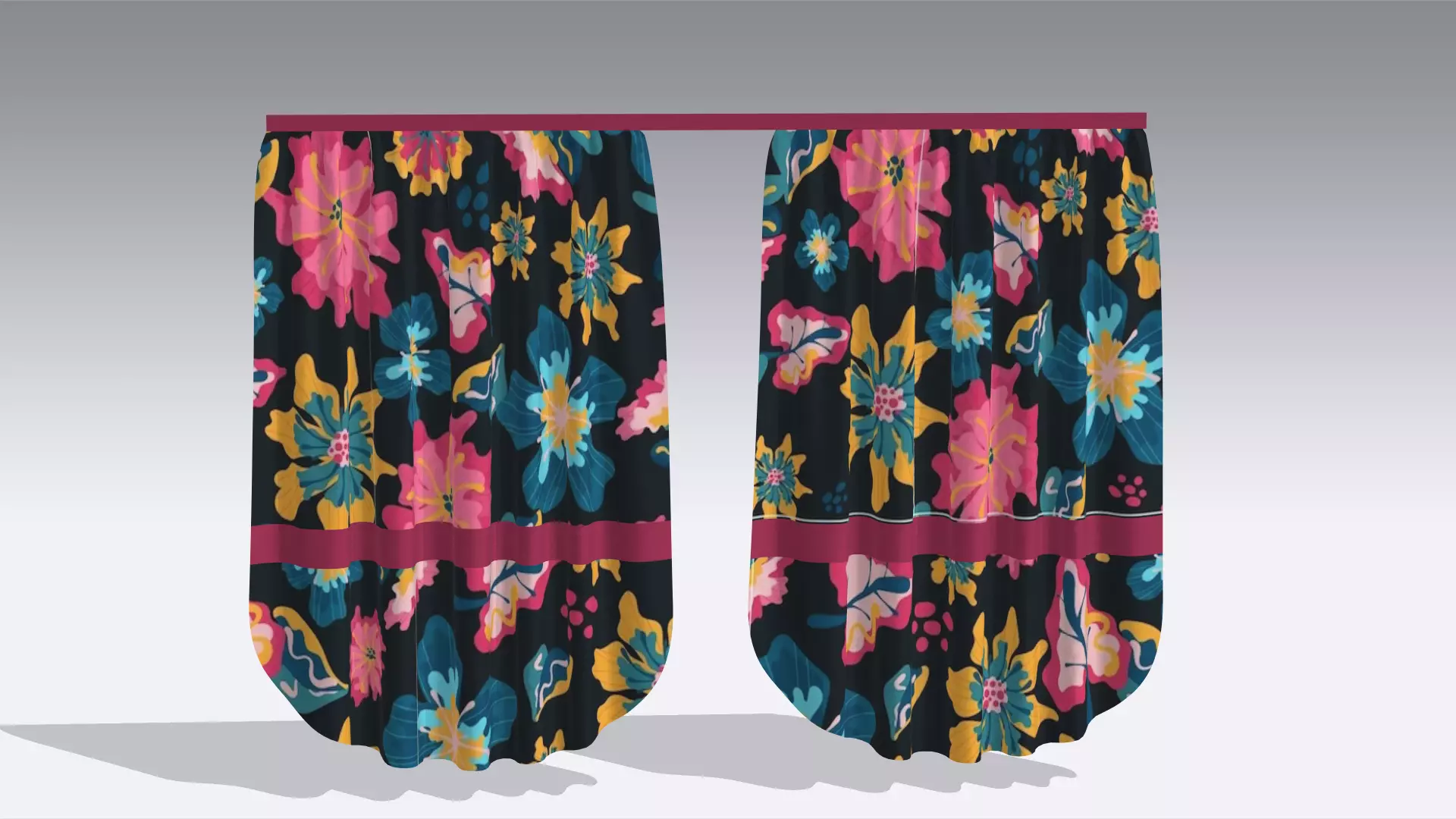 Curtain Low-poly 3D model_0