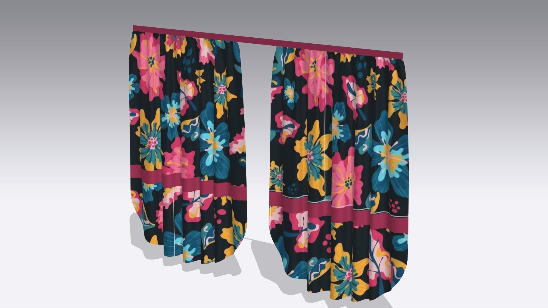 Curtain Low-poly 3D model_2