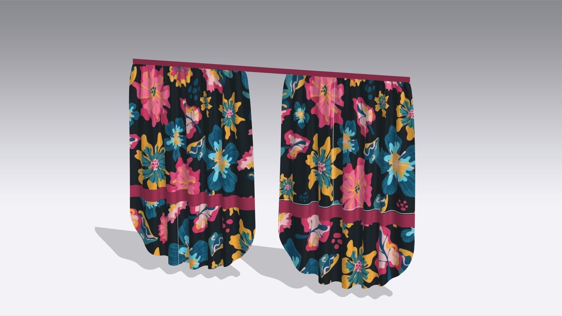 Curtain Low-poly 3D model_5