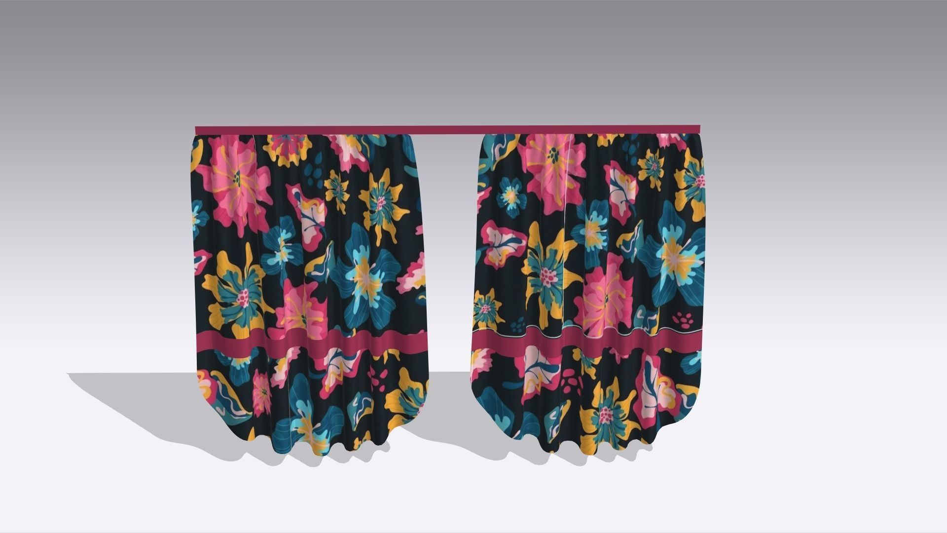 Curtain Low-poly 3D model_6