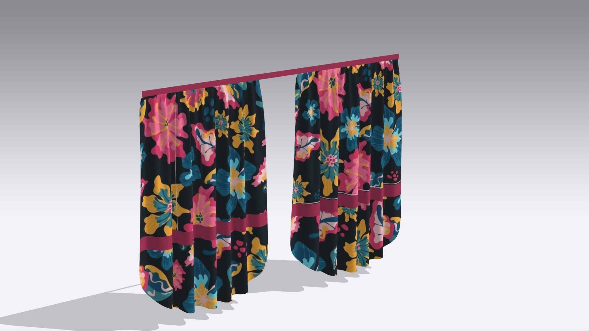 Curtain Low-poly 3D model_4