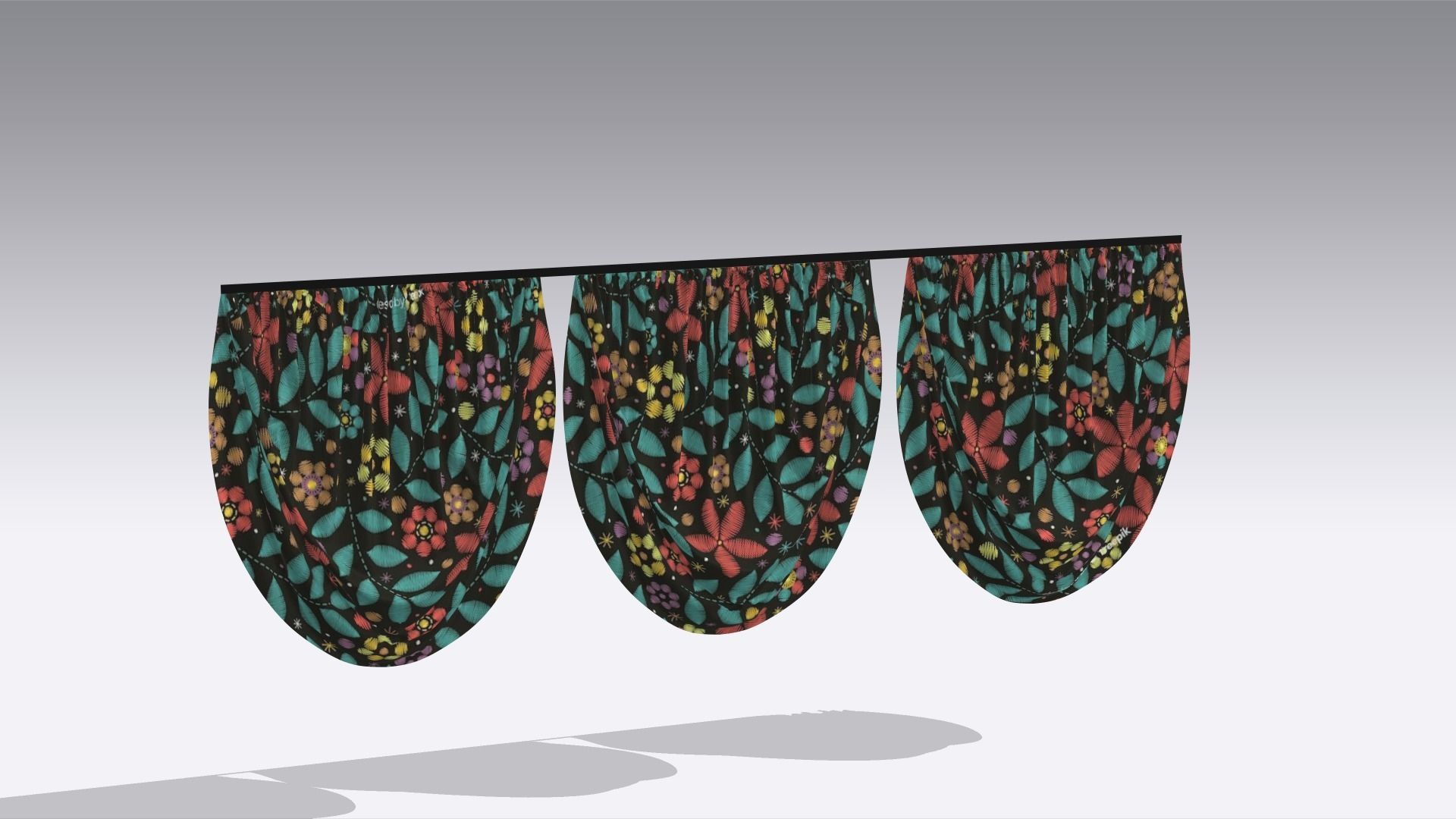 Curtain Low-poly 3D model_5