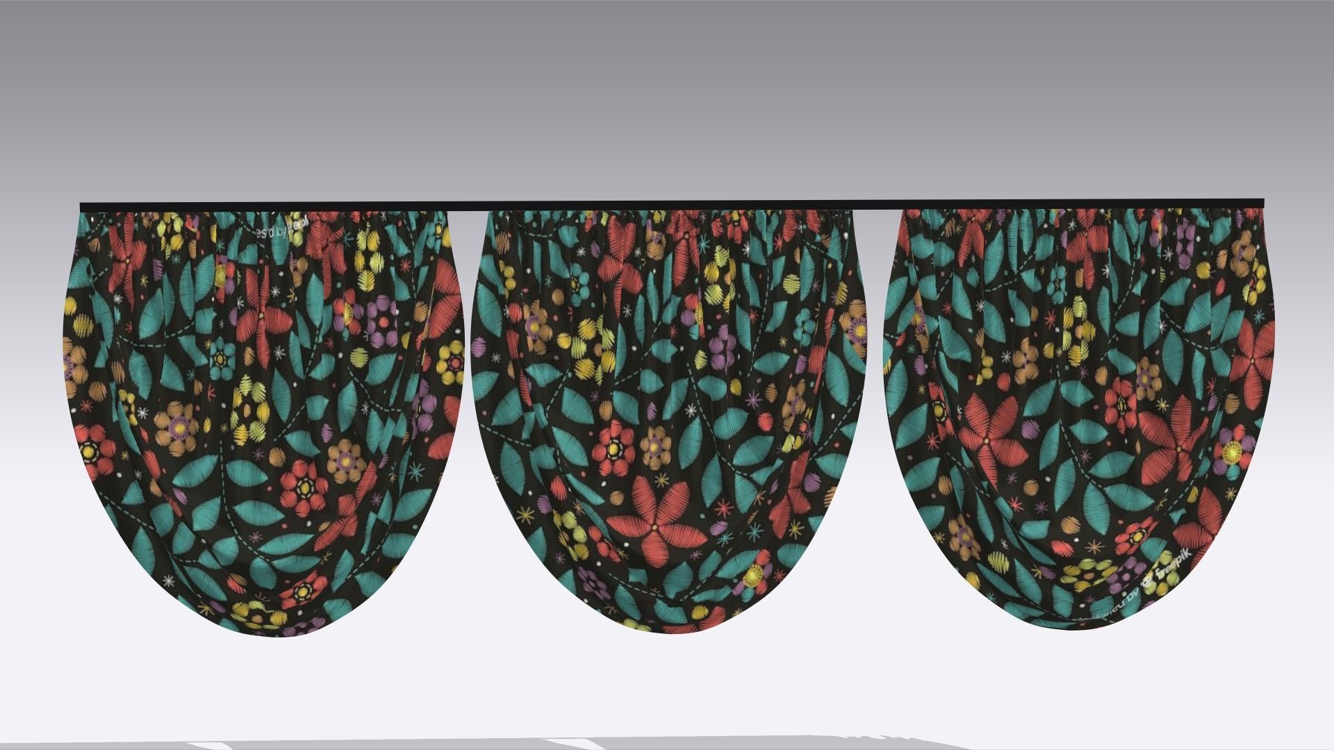 Curtain Low-poly 3D model_1