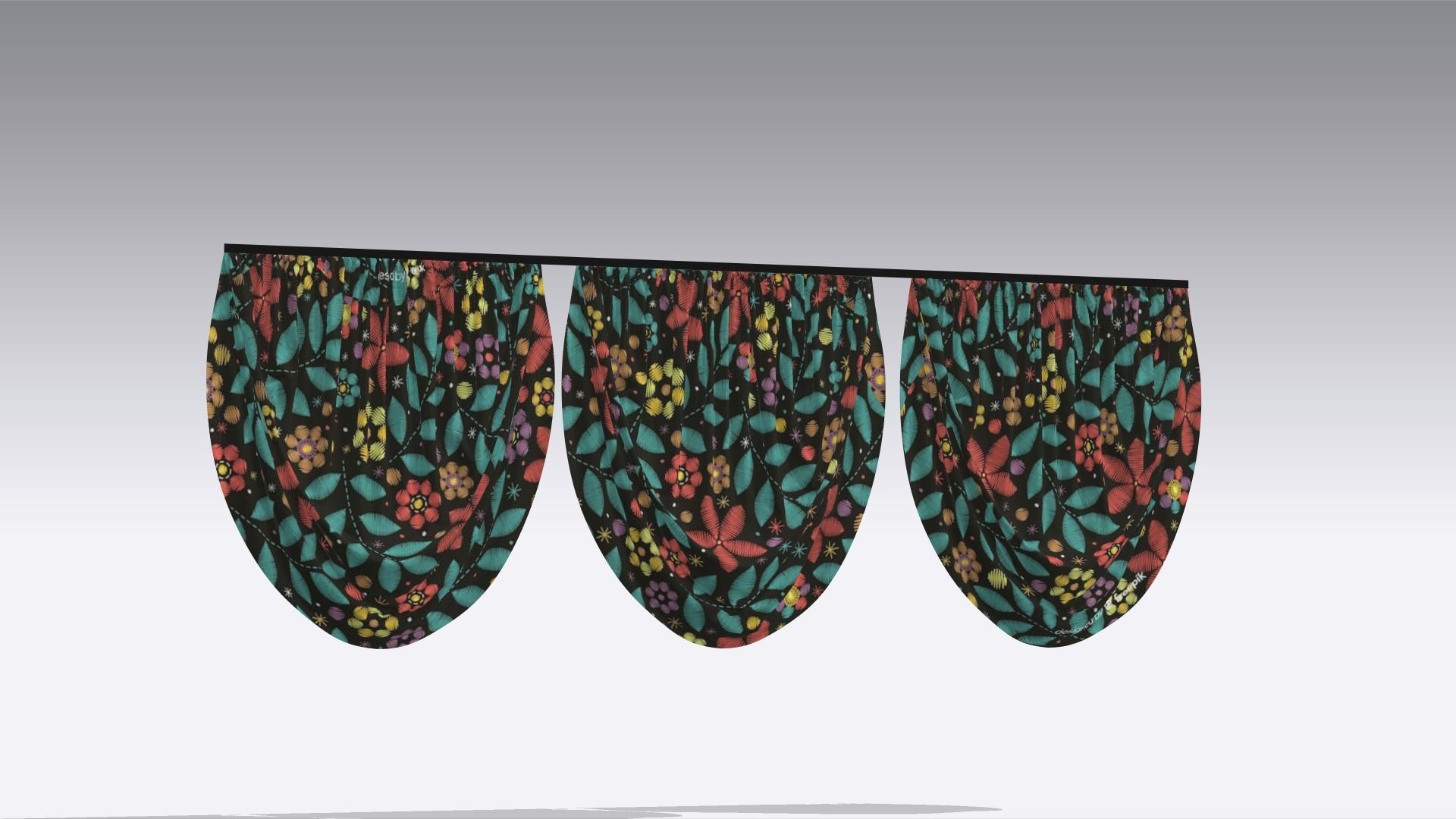 Curtain Low-poly 3D model_4