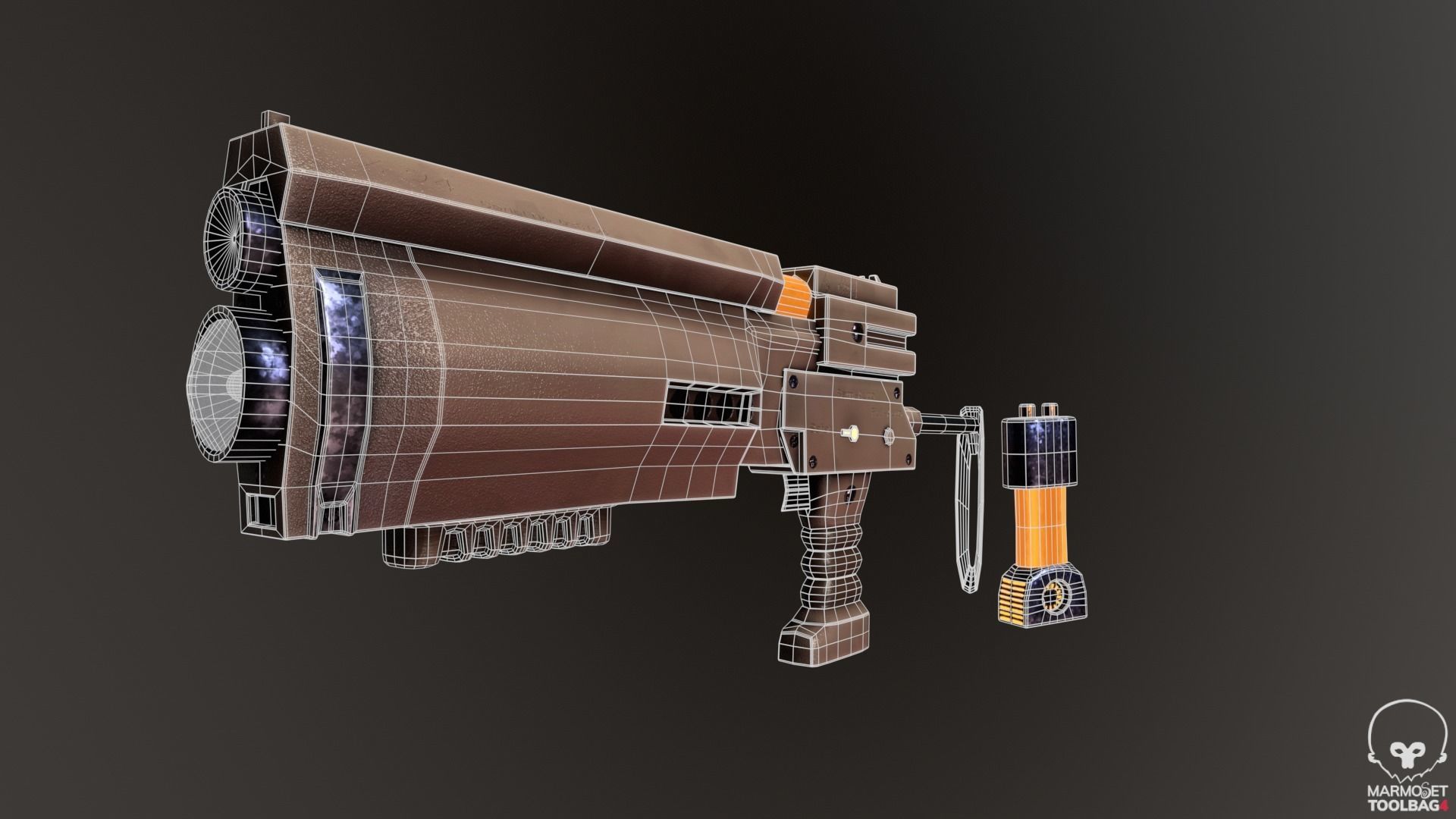 X-94 Laser Pistol SMG Low-poly 3D model_11