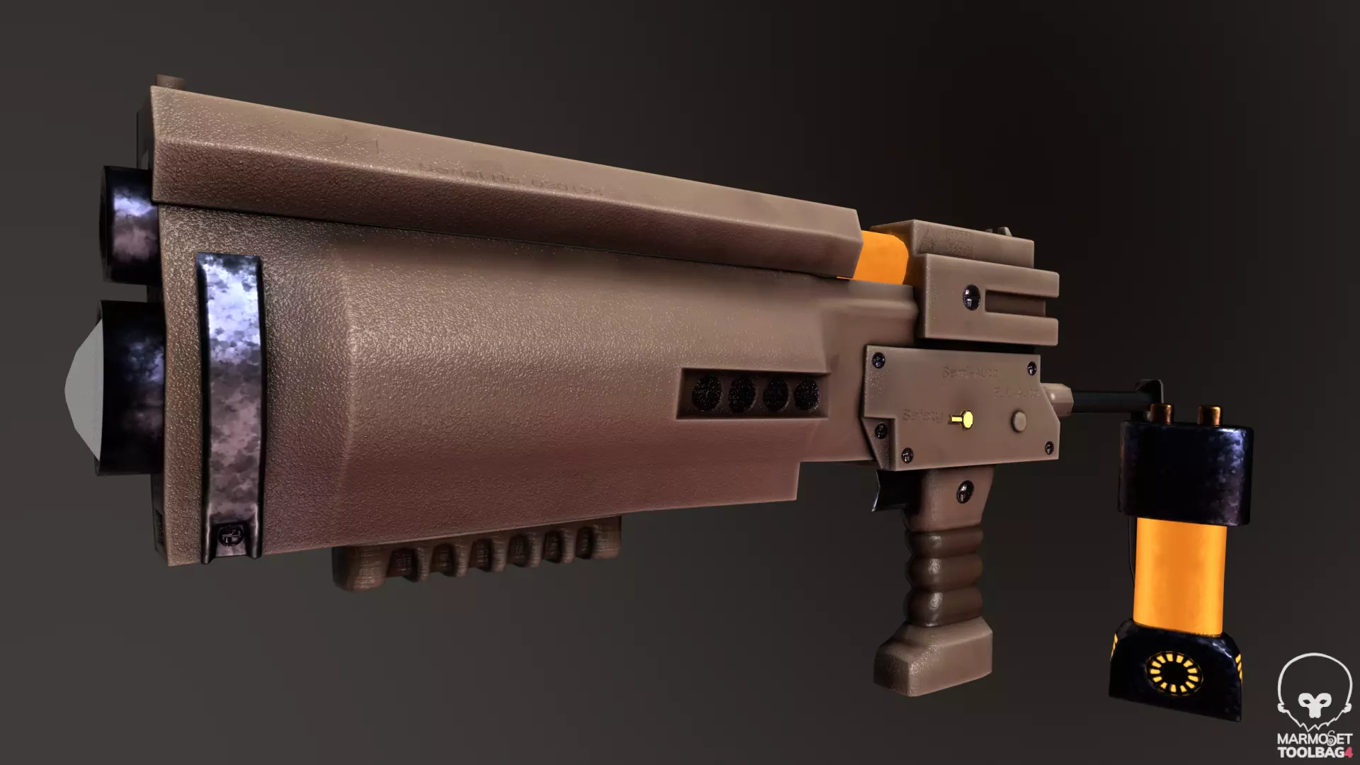 X-94 Laser Pistol SMG Low-poly 3D model_0