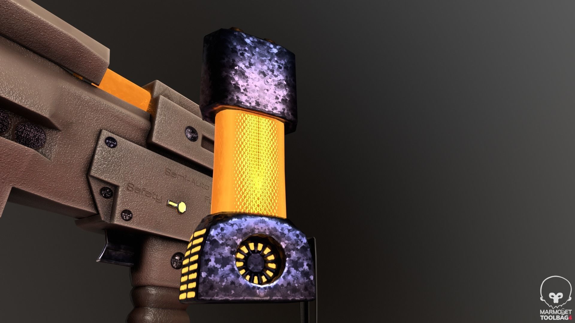 X-94 Laser Pistol SMG Low-poly 3D model_8