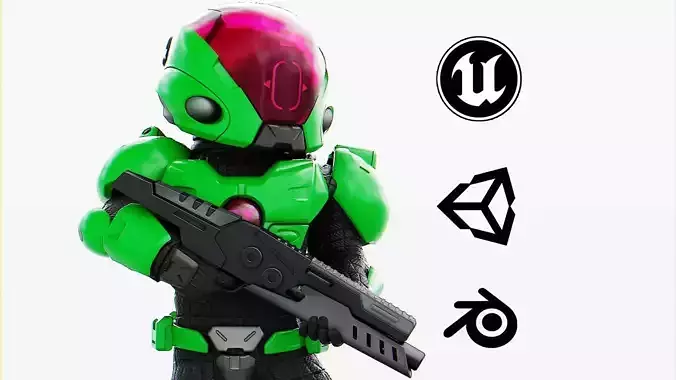 Cyber Soldier Rigged for Unreal Engine - Unity - MIXAMO 3D model