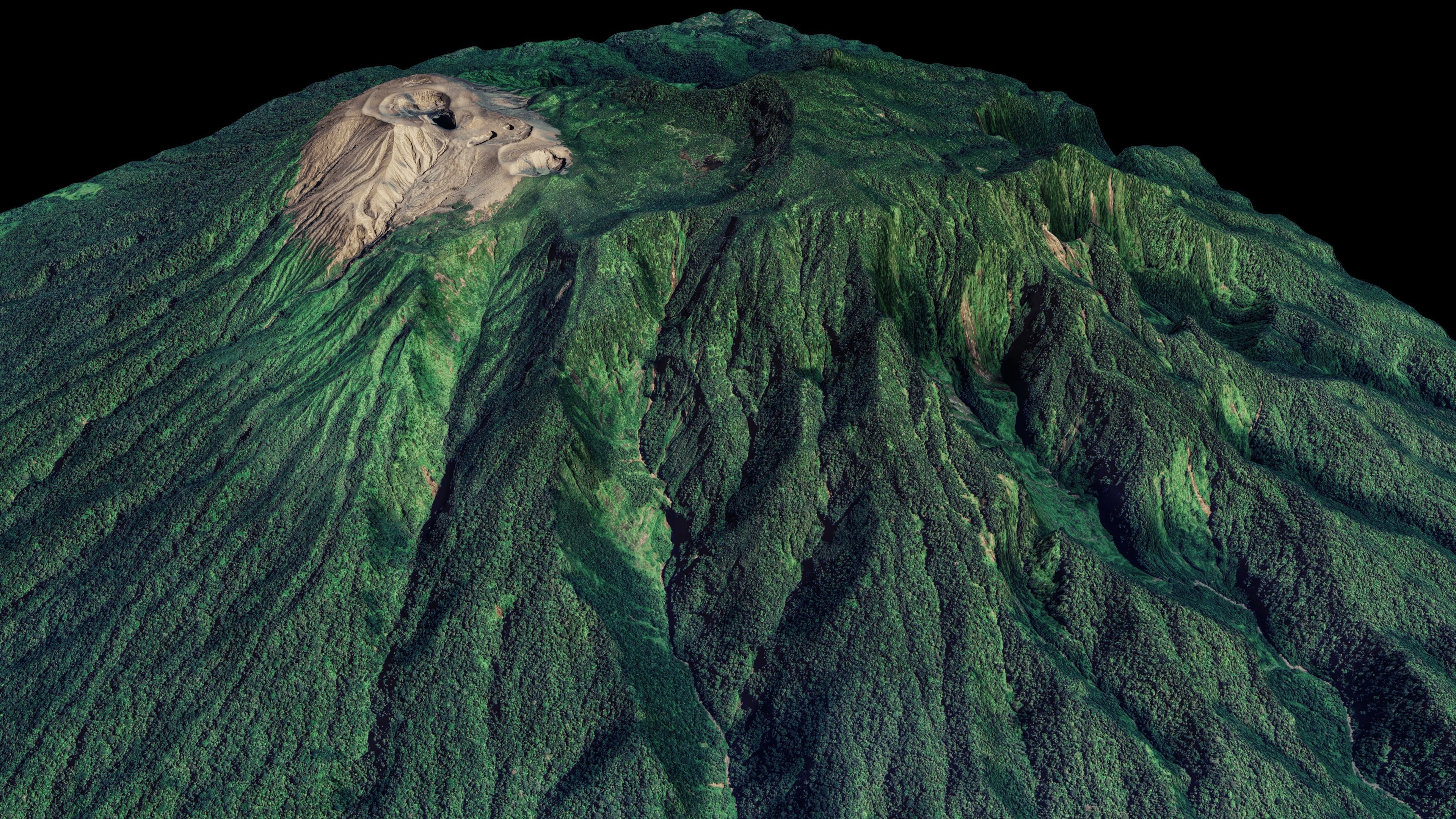 Mount Merapi 3d terrain model Low-poly 3D model_1