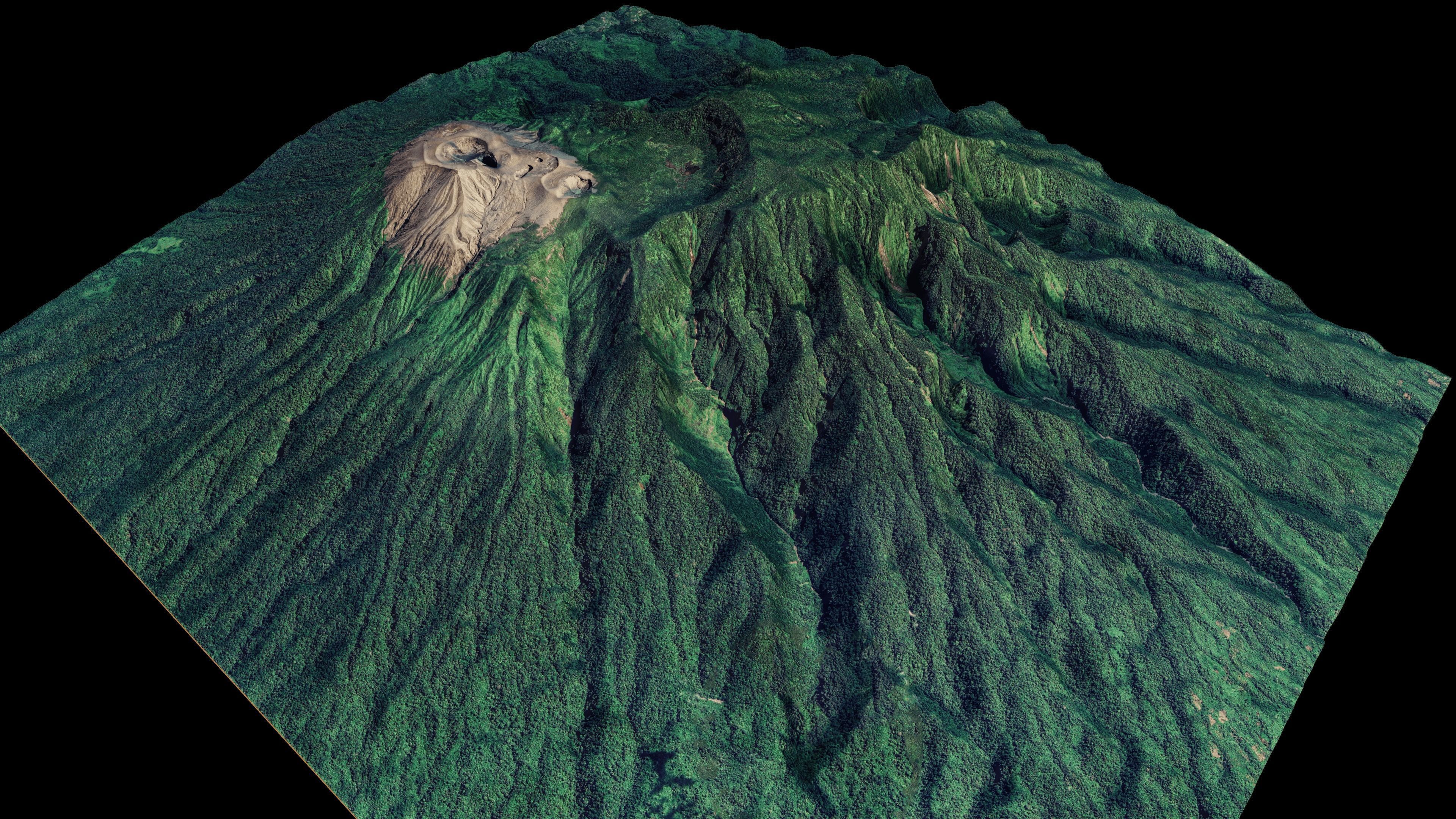 Mount Merapi 3d terrain model Low-poly 3D model_8
