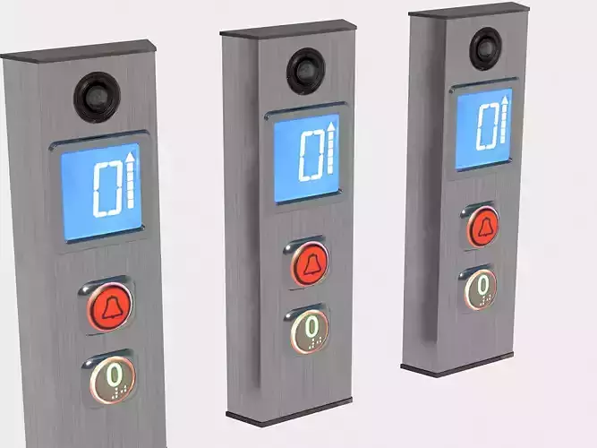 Elevator push button panel Low-poly 3D model