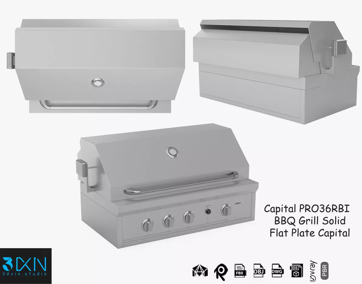 Capital Solid Flat Plate Pro36Rbi Open Grill BBQ 3D model_0