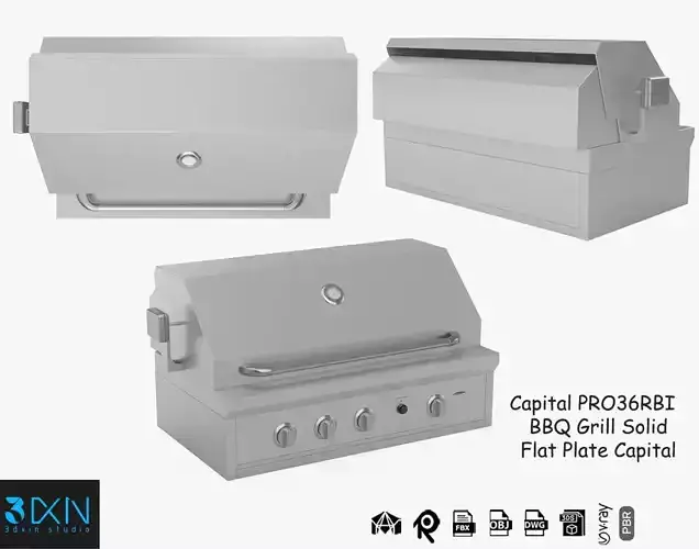 Capital Solid Flat Plate Pro36Rbi Open Grill BBQ 3D model