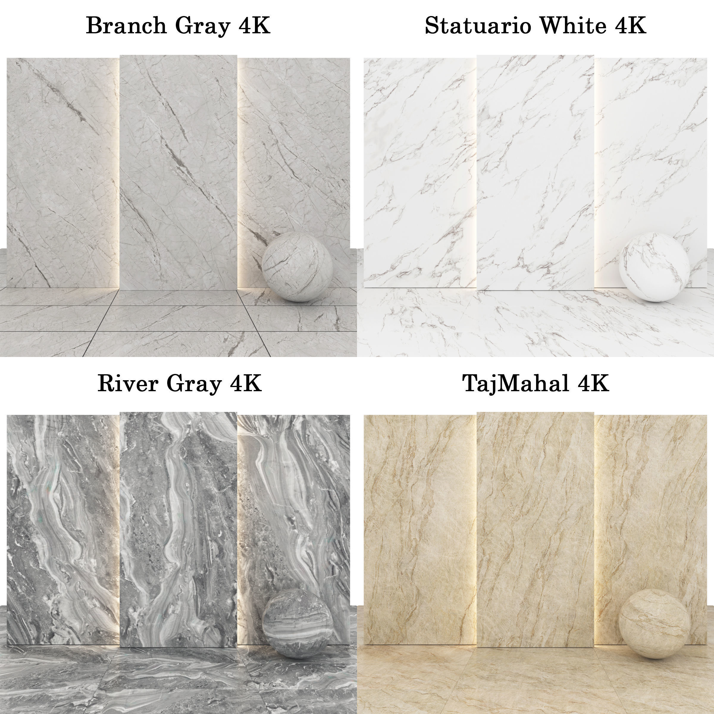 Marble 44 - TajMahal- Statuario-River-Branch Texture_1