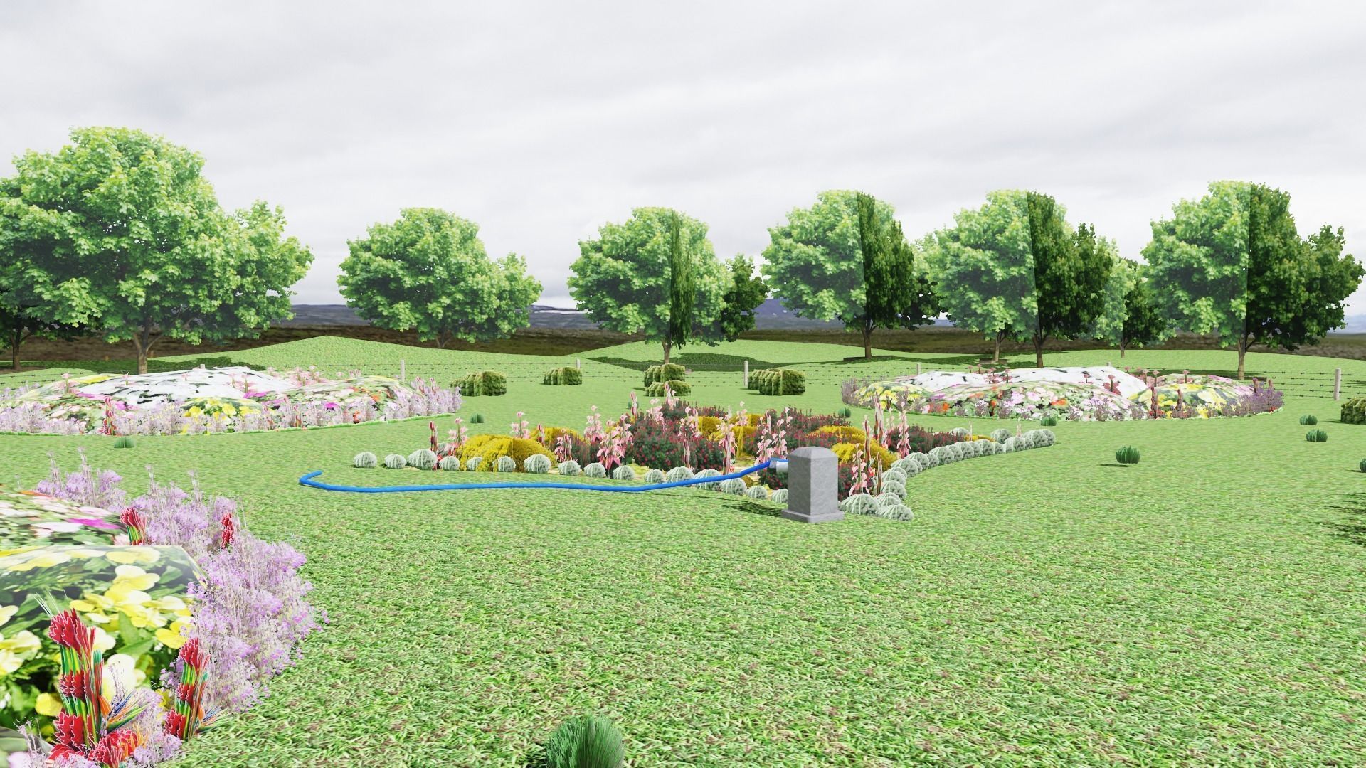 Garden Low-poly 3D model_2