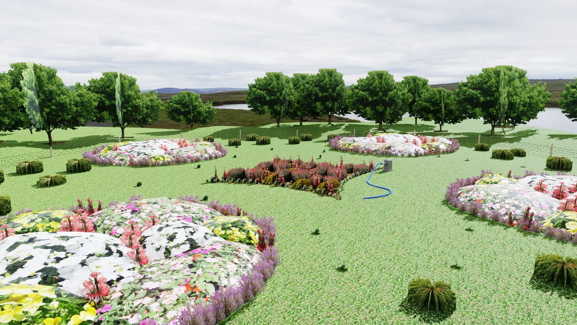 Garden Low-poly 3D model_3