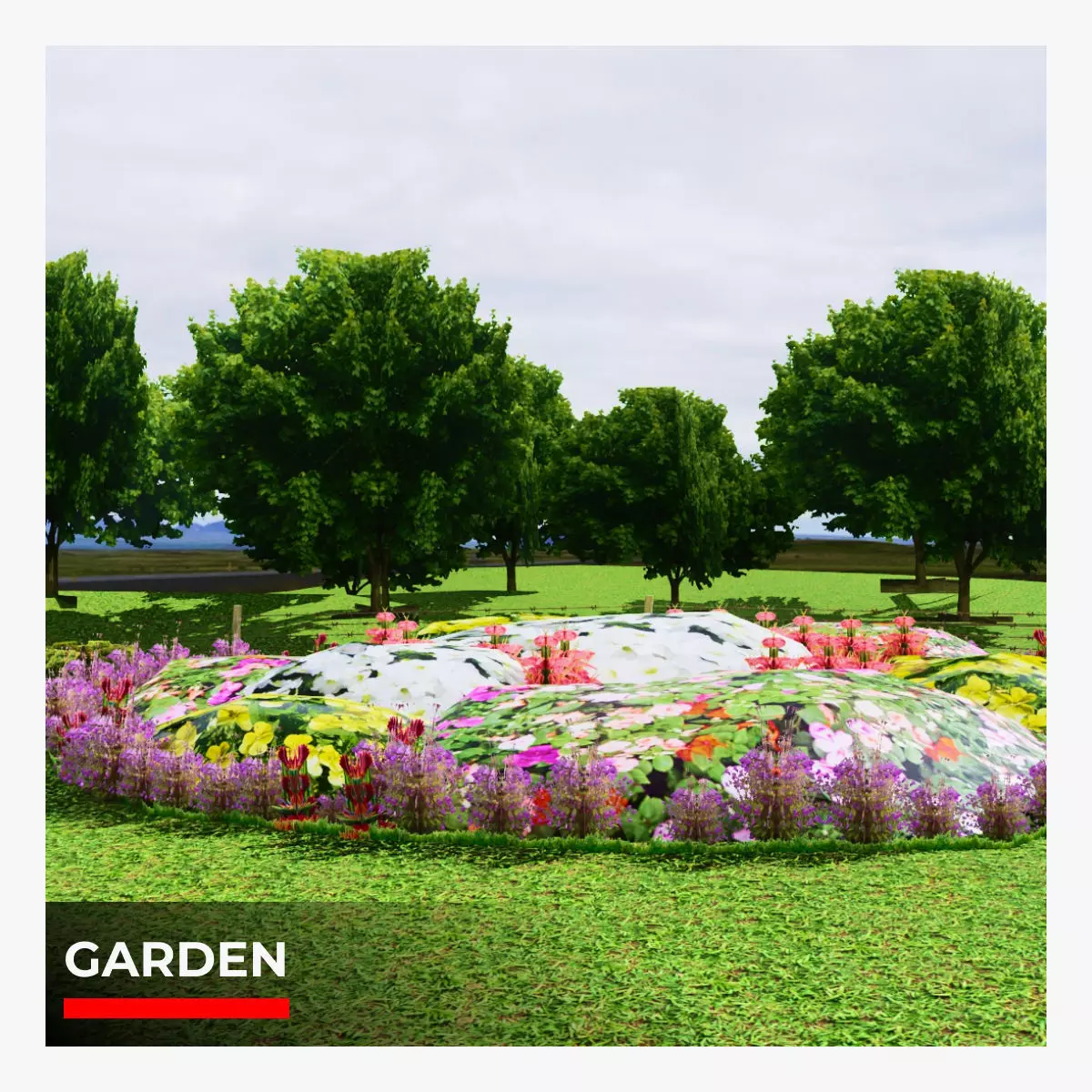 Garden Low-poly 3D model_0