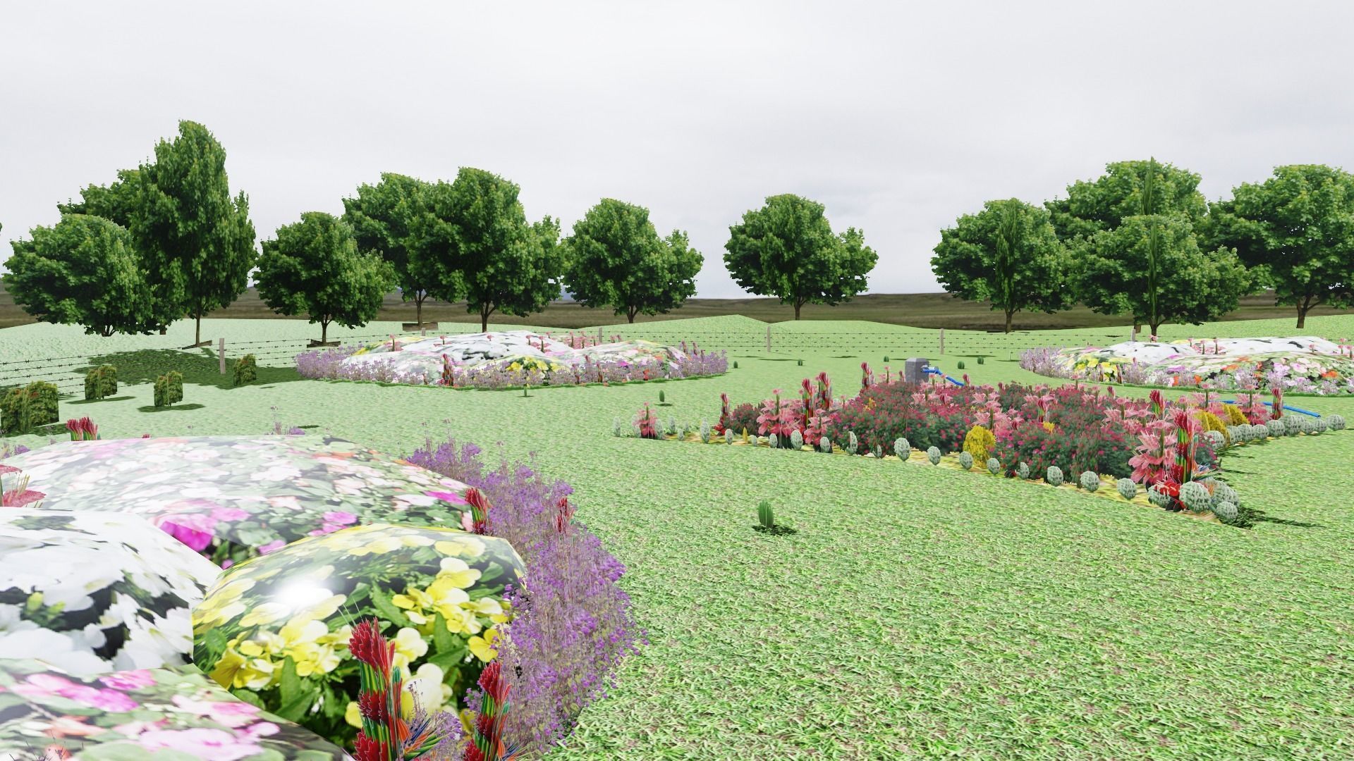 Garden Low-poly 3D model_1